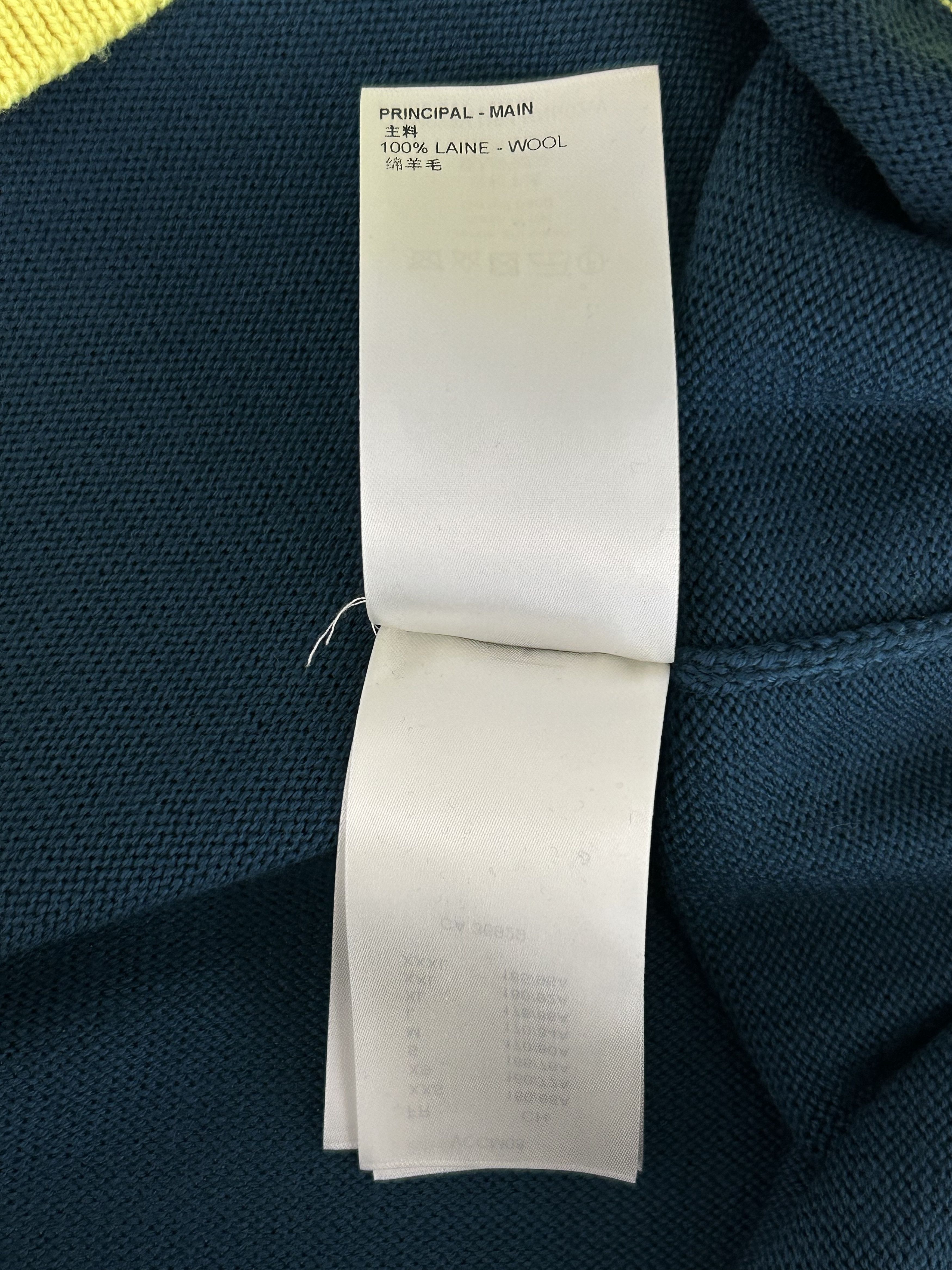 Louis Vuitton Louis Vuitton Blue & Yellow Logo Wool Sweater Size US XL / EU 56 / 4 - 5 Thumbnail
