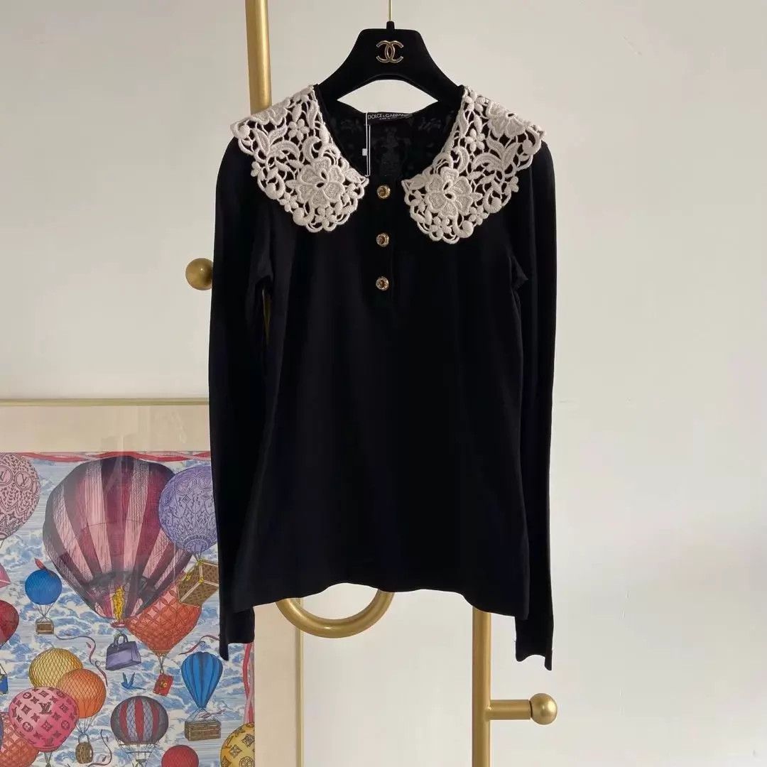 Dolce & Gabbana Dolce&Gabbana Black Doll Collar Blouse 36 Size XS / US 0-2 / IT 36-38 - 1 Thumbnail