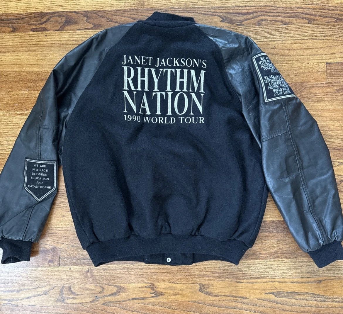 Vintage Janet Jackson 1990 World Tour Varsity Jacket Size US XL / EU 56 / 4 - 4 Thumbnail
