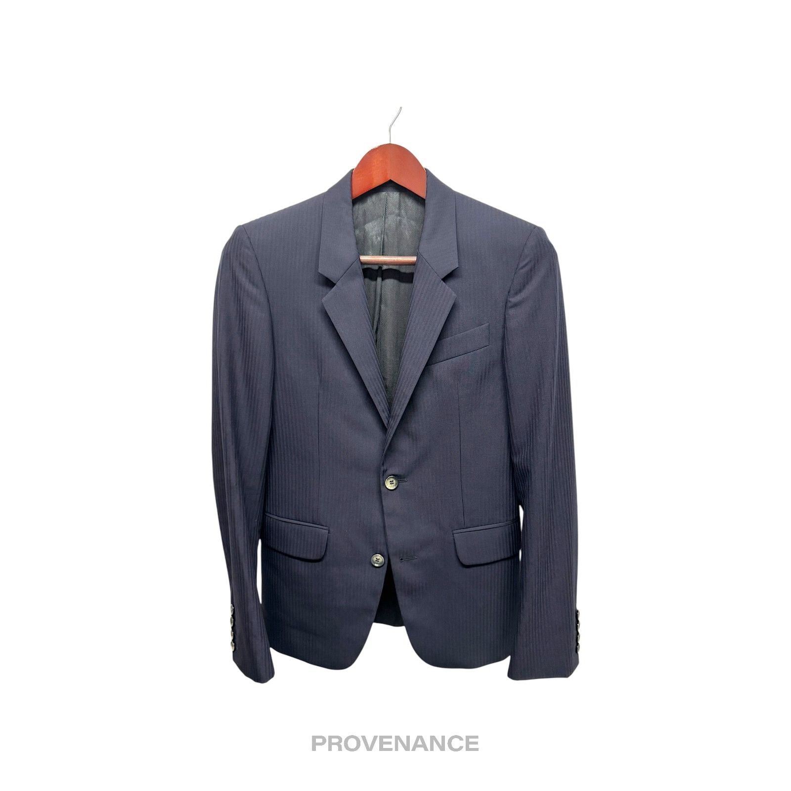 Alexander McQueen 🔴 Alexander McQueen Jacket Coat Blazer - Striped Navy 36R Size 38R - 1 Thumbnail