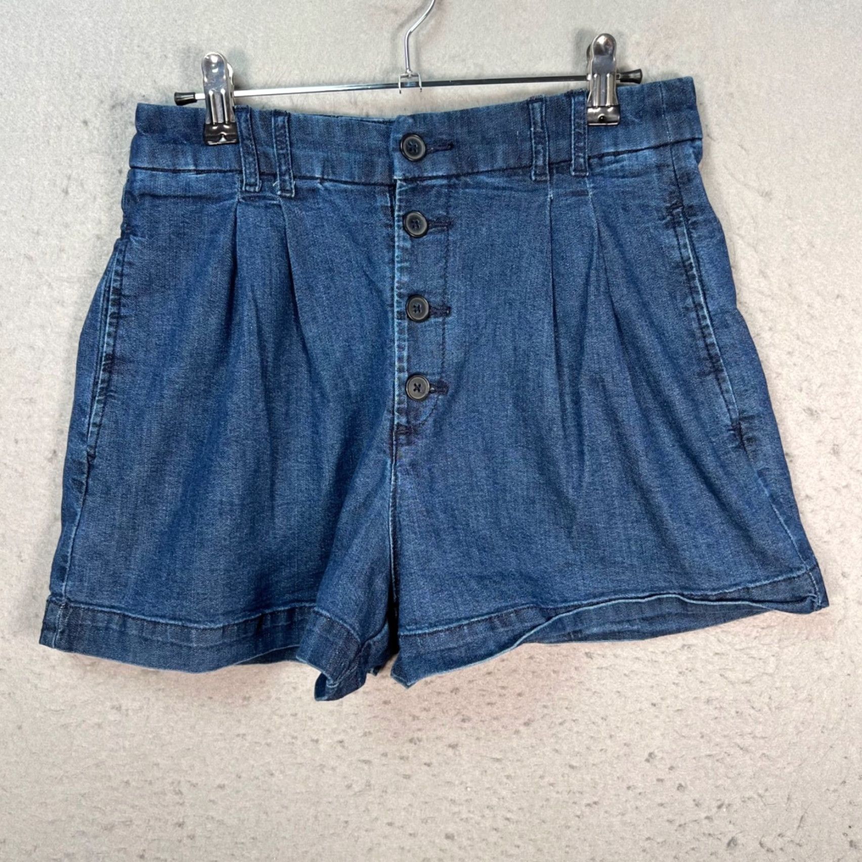 Gap Gap x Doen Womens Bermuda Shorts 4R Denim Button-Front High Waist Blue 27 in / 4R / Adult Womens Size 27 / 4R Bermuda Shorts Blue Womens Gap x Doen Size 27" / US 4 / IT 40 - 2 Thumbnail