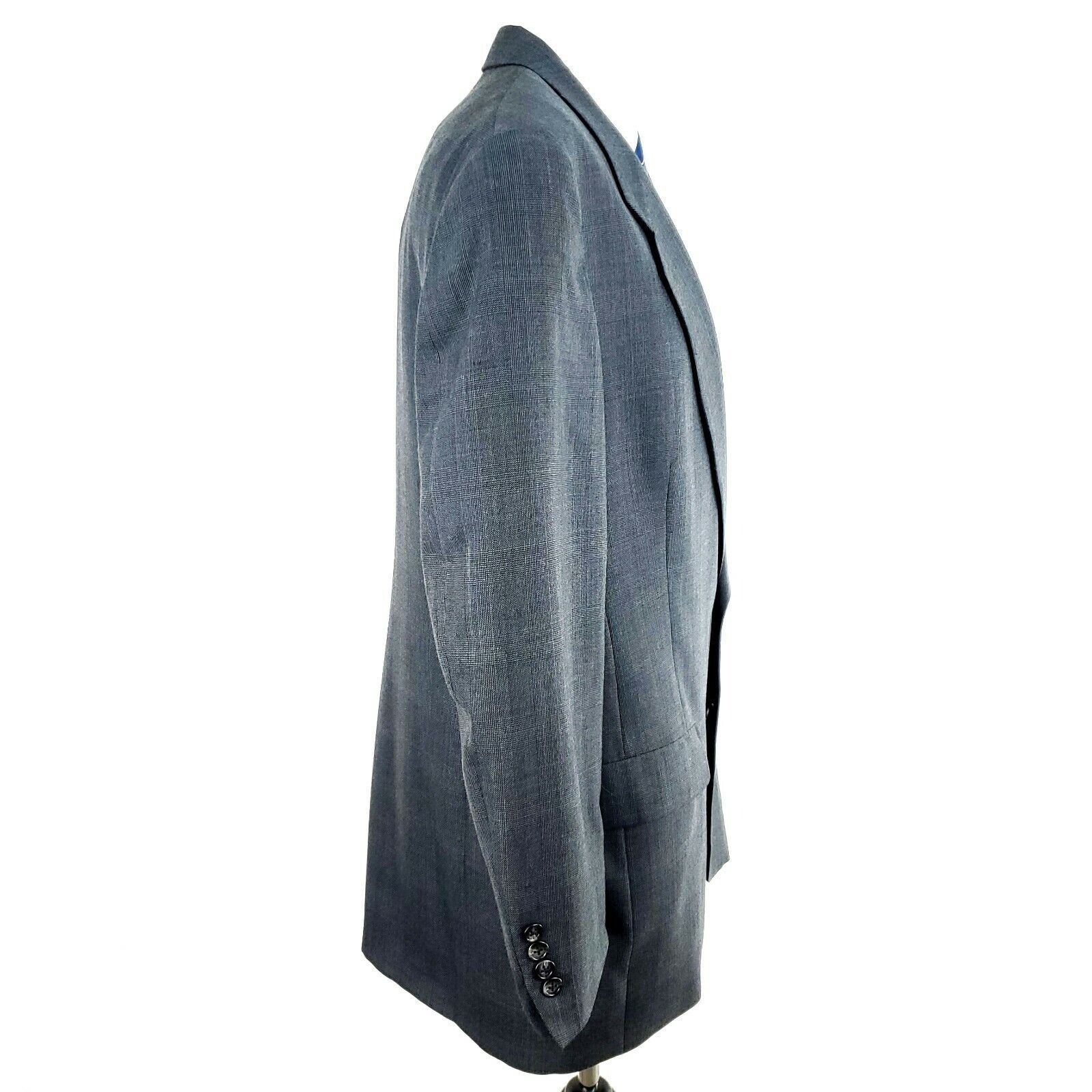 Hart Schaffner Marx Hart Schaffner Marx 44L 2 Button Glen Check Wool Gray Blazer Size 44L - 7 Thumbnail