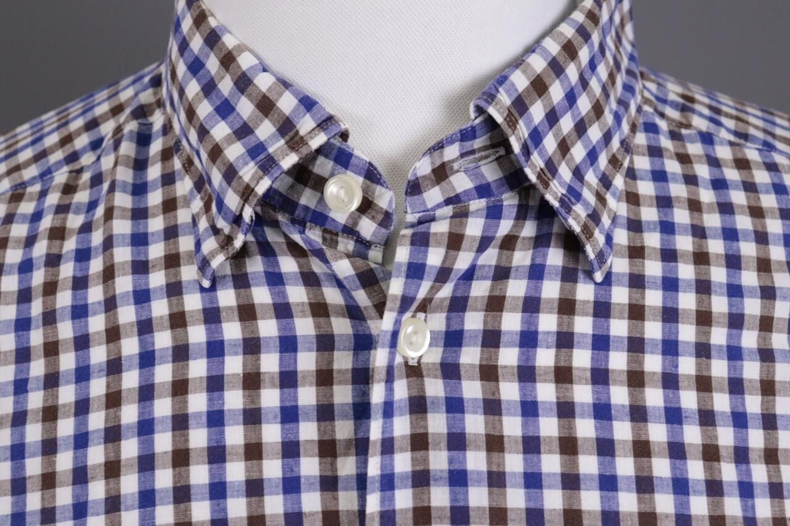 Eton Eton Slim Fit Cotton / Linen Check Shirt Sz 42 / L / 16 Size US M / EU 48-50 / 2 - 3 Thumbnail