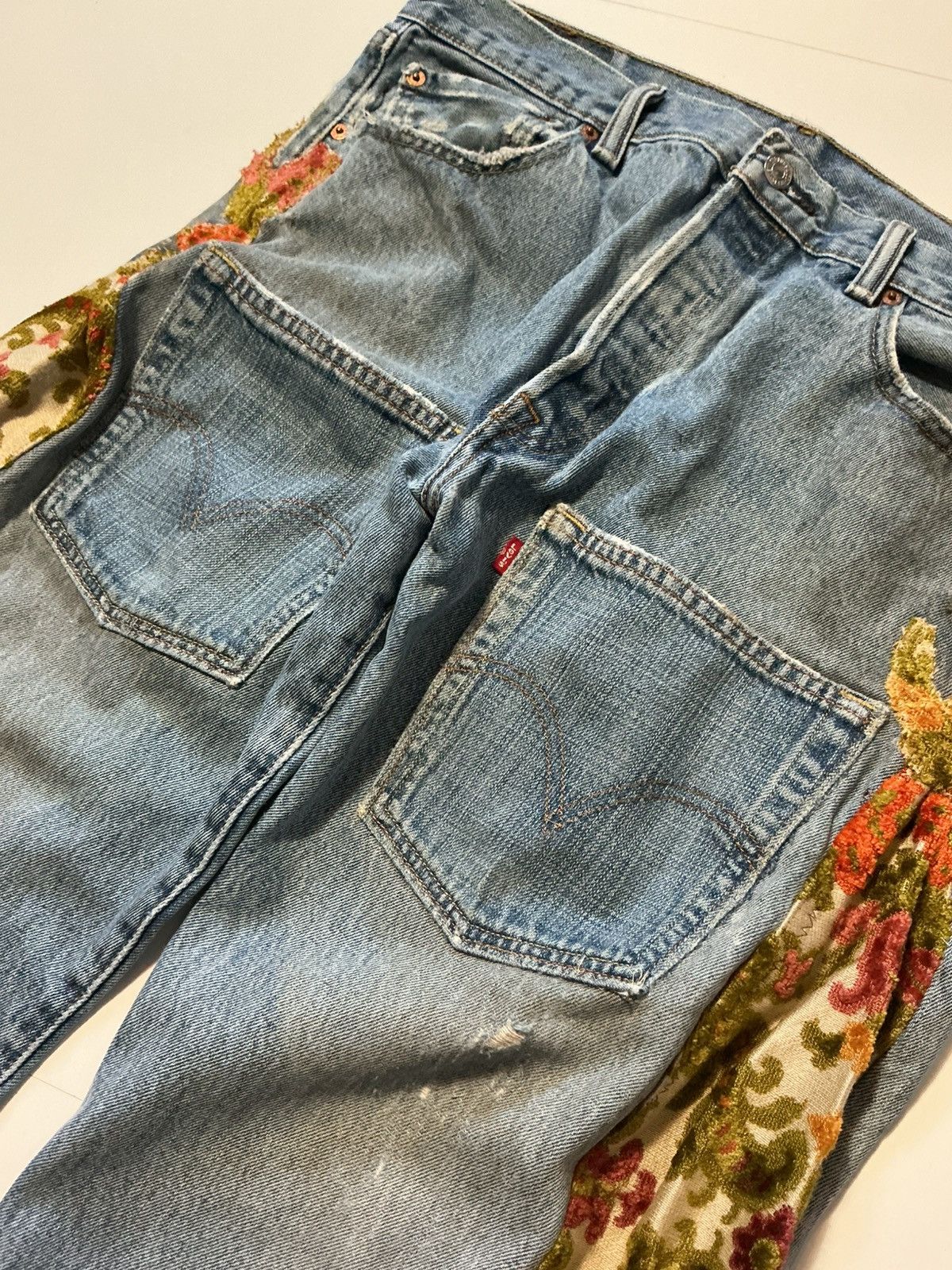 Levi's Vintage Levis Peace & Love Patchwork Flared Denim Jeans Size US 36 / EU 52 - 6 Thumbnail