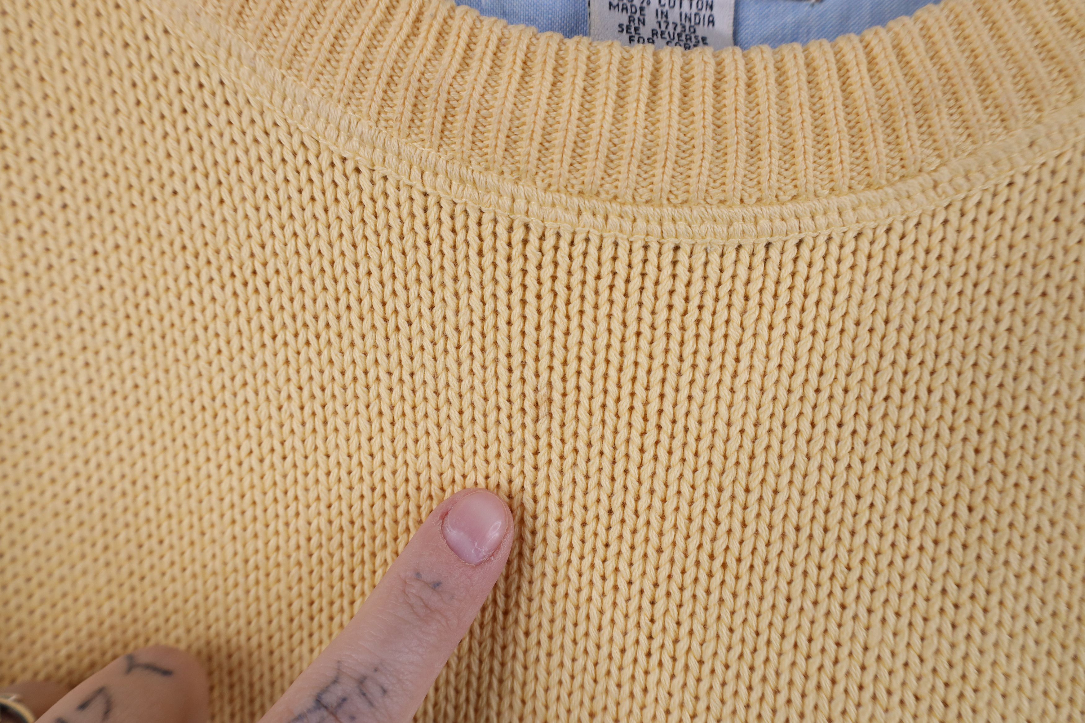 Vintage Vintage 90s Streetwear Cotton Knit Crewneck Sweater Yellow Size US L / EU 52-54 / 3 - 4 Thumbnail