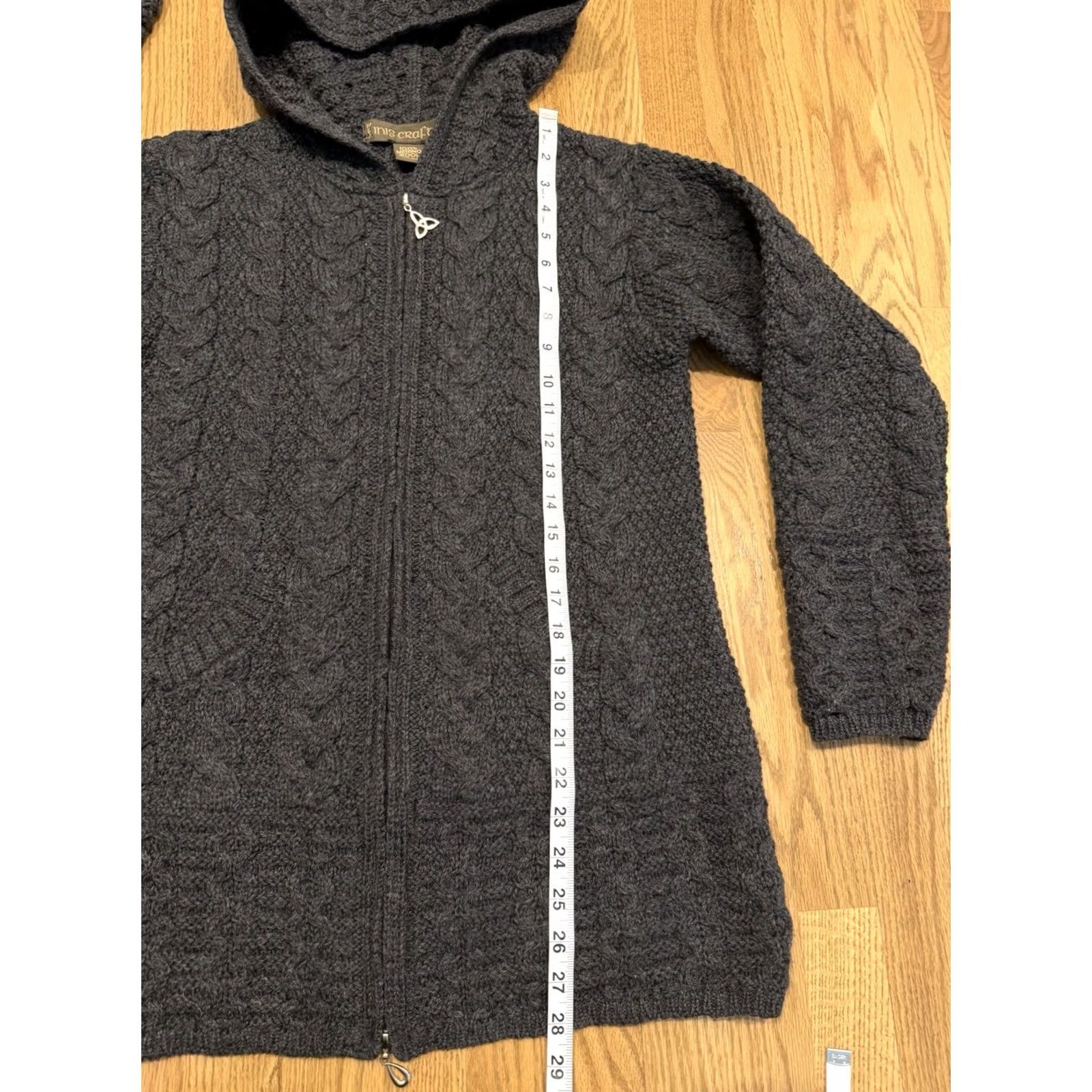 Vintage Inis Crafts Merino Wool Knit Full Zip Hoodie Sweater Women’s Size S Ireland Gray 100% Merino Wool Zipper Knit Casual Regular Womens Fall Winter Size S / US 4 / IT 40 - 6 Thumbnail