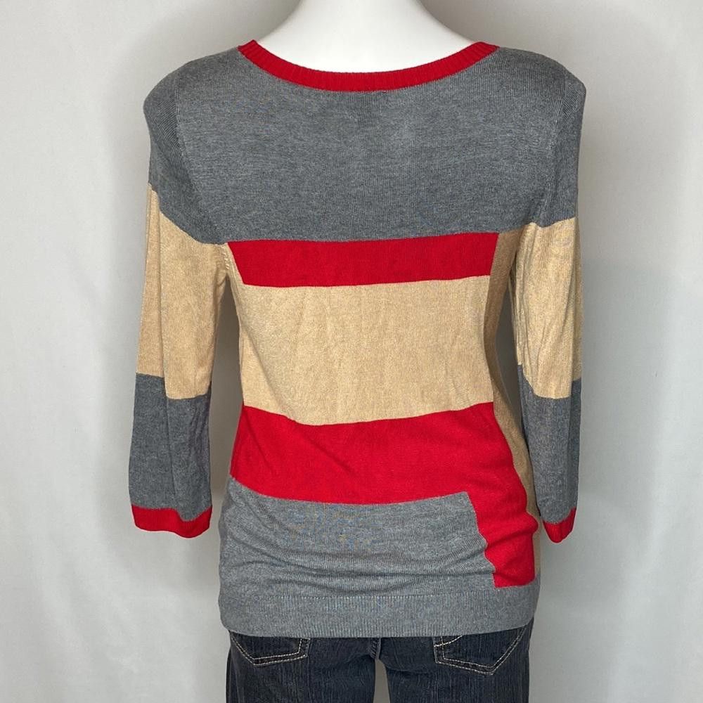Designer The Limited, Color Block Rayon 3/4 Sleeve Sweater, Large Size L / US 10 / IT 46 - 3 Thumbnail