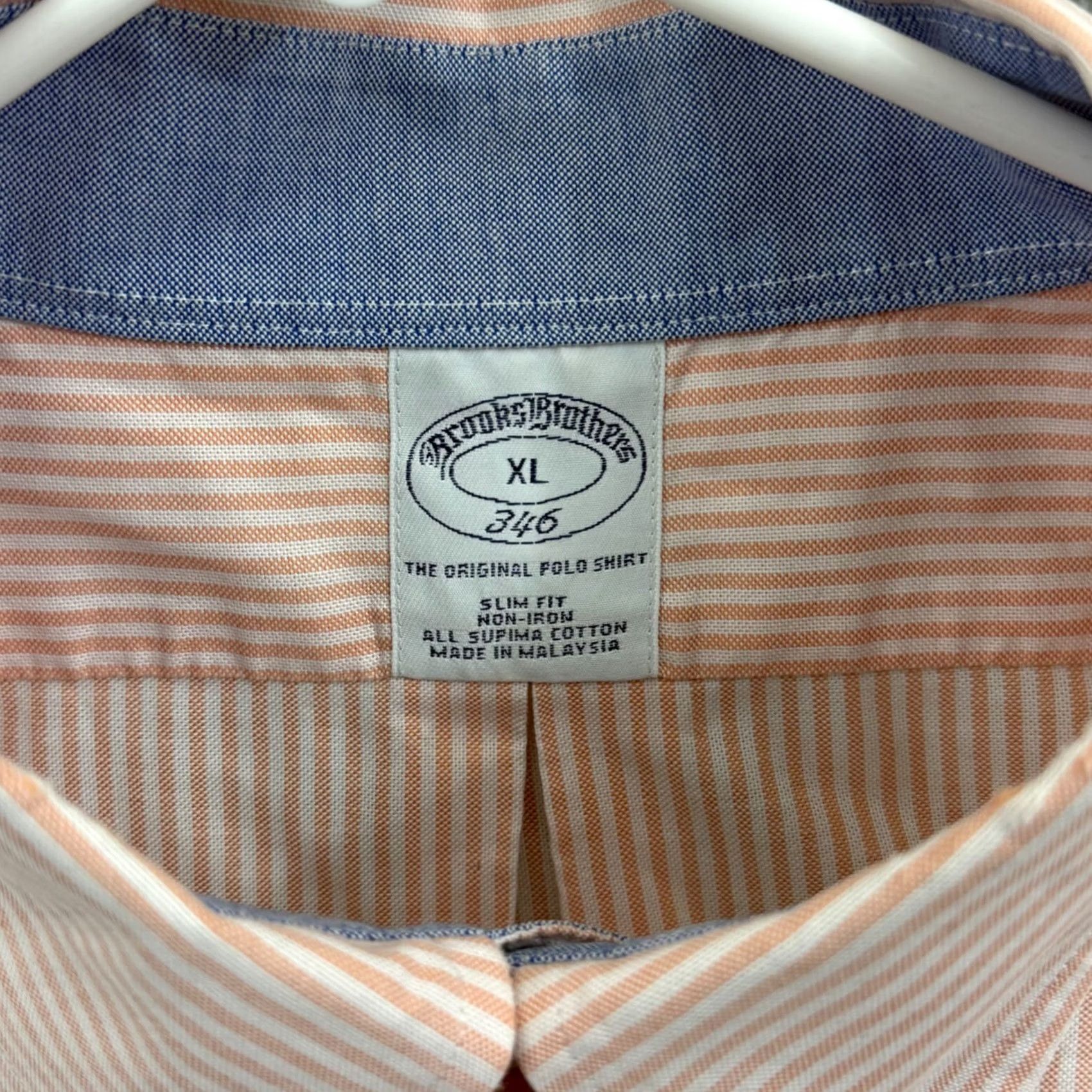 Brooks Brothers Brooks Brothers Shirt Men's XL Salmon Striped Supima Oxford Button Long Sleeve Size US XL / EU 56 / 4 - 5 Thumbnail