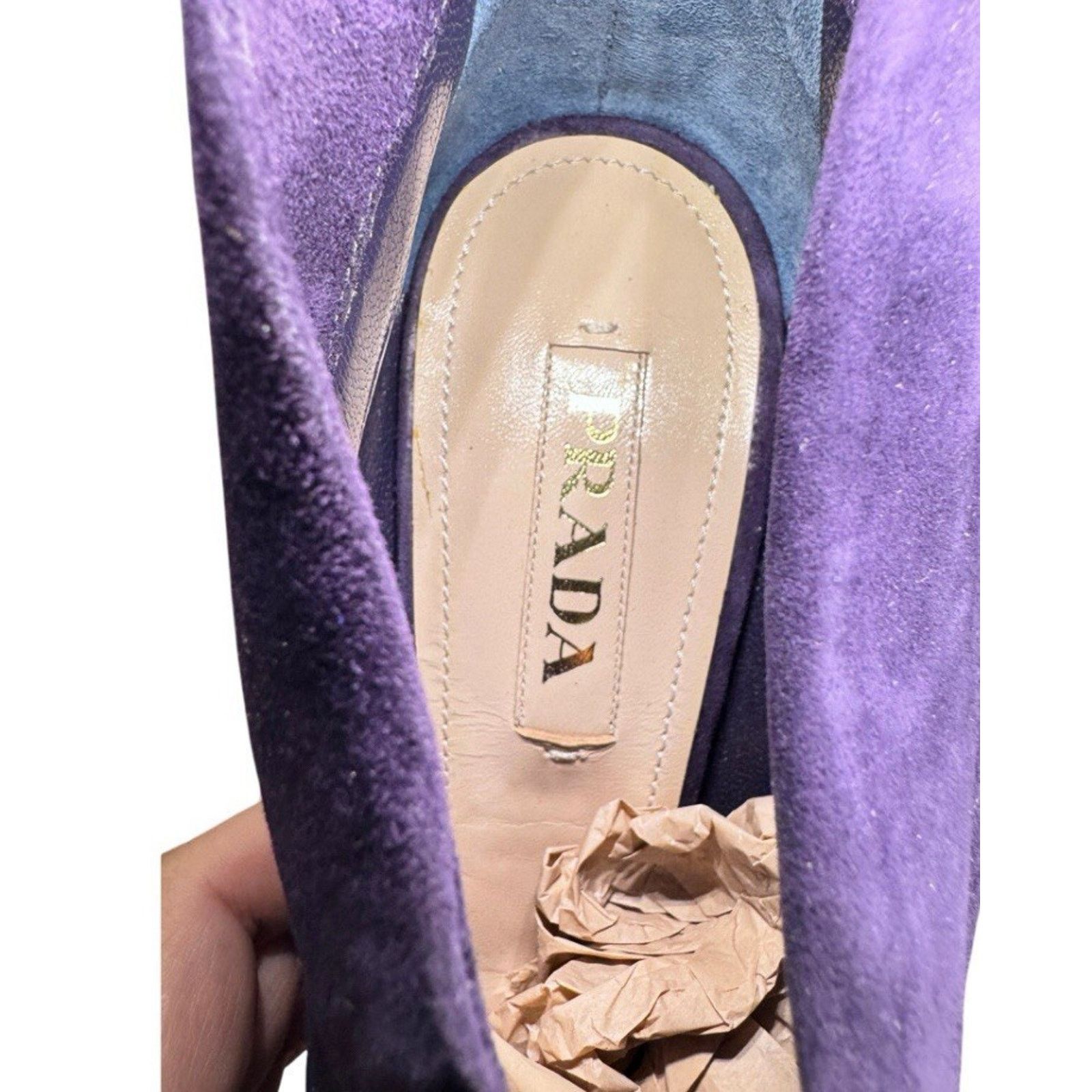 Prada $1295 PRADA PURPLE SUEDE GATHERED SHORT PLATFORM BOOTS 39.5 Size US 8.5 / IT 38.5 - 5 Thumbnail