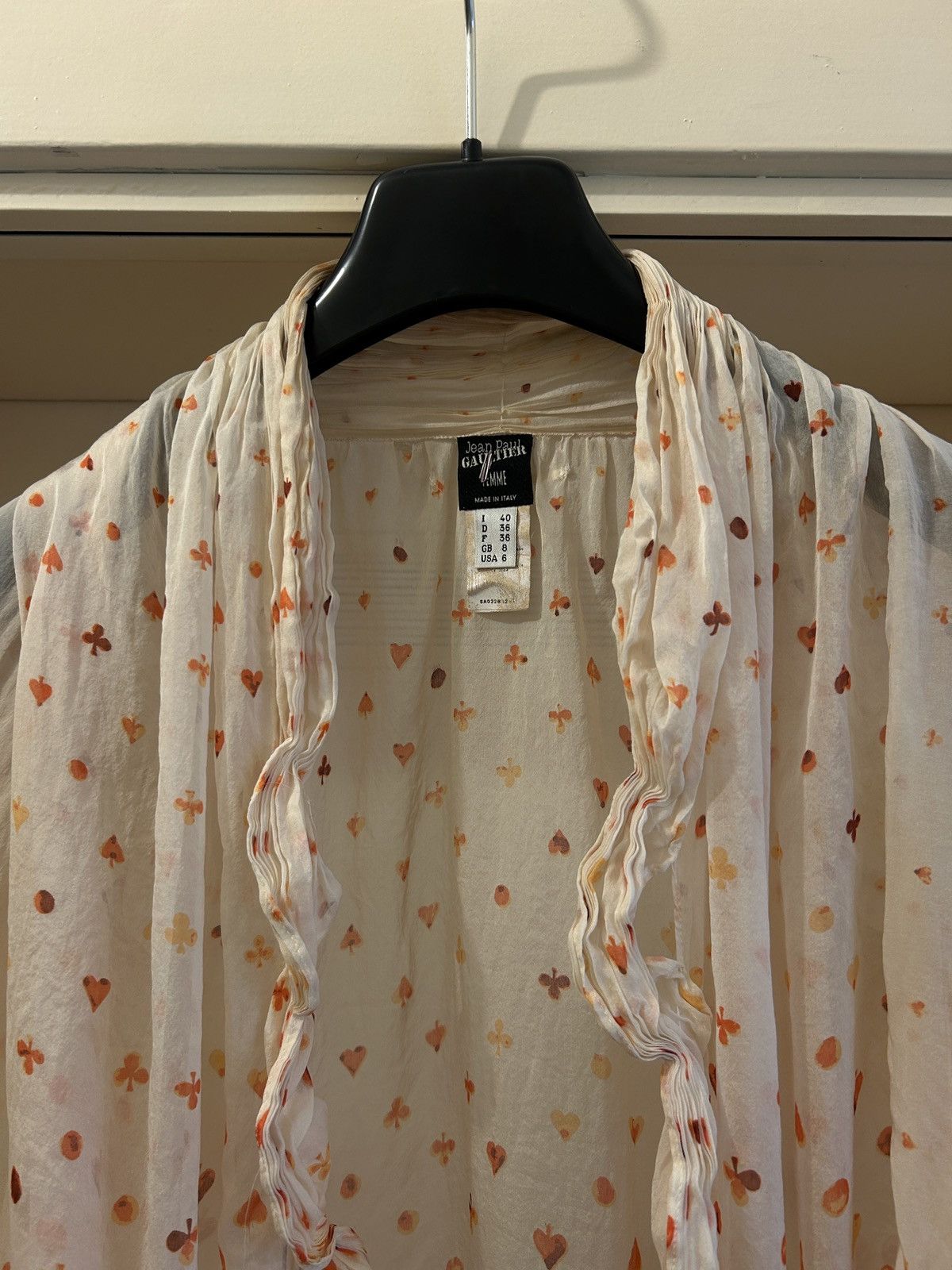 Jean Paul Gaultier Vintage pleated silk blouse with printed pattern Size M / US 6-8 / IT 42-44 - 3 Thumbnail
