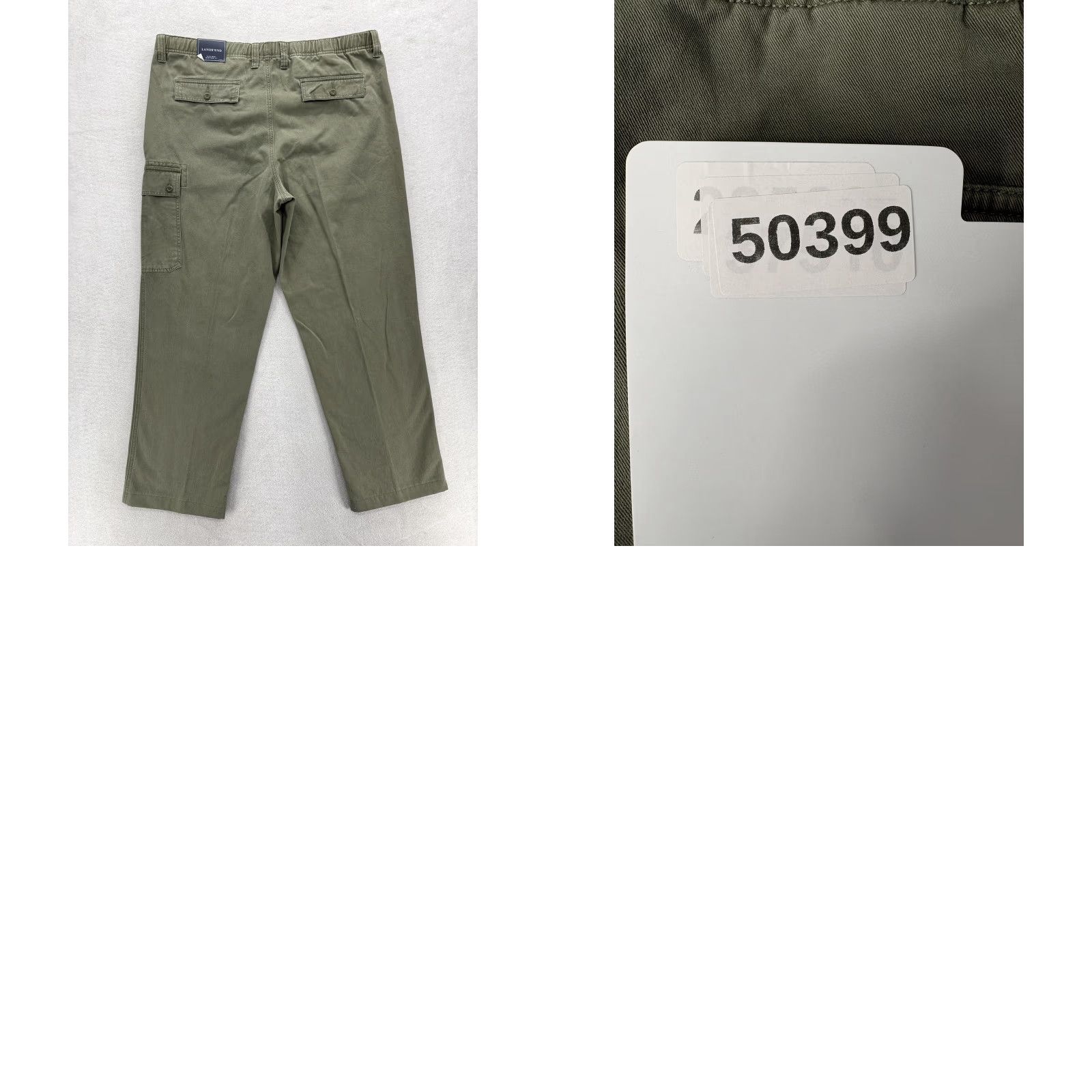 Lands' End Lands' End Cargo Pants Mens Large Green Classic Fit Elastic Waist Workwear NWT Size US 33 - 9 Thumbnail