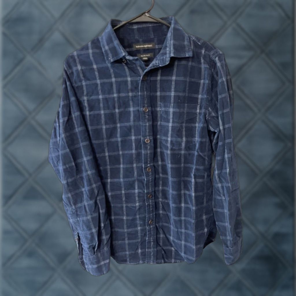 Banana Republic VINTAGE Banana Republic Shirt Men S Blue Plaid Slim Fit Button Up Collared Long Sleeve 90s Classic Preppy Size US S / EU 44-46 / 1 - 1 Thumbnail