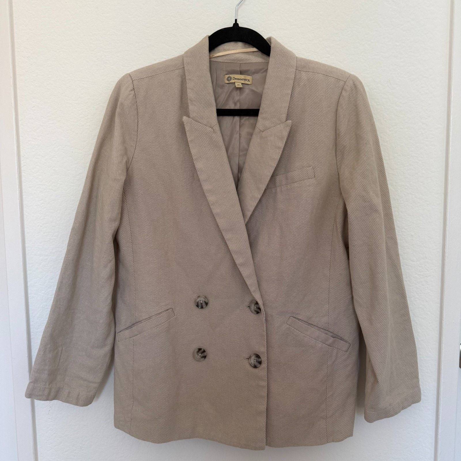 Other Democracy Tan Cotton Blazer Women’s Medium Double Breasted Size 36R - 1 Thumbnail
