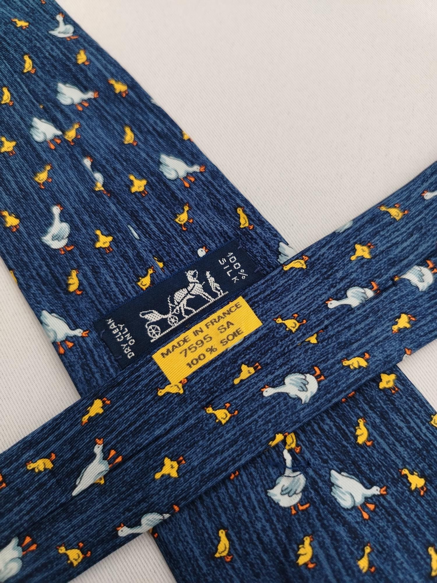 Hermes Hermes Paris 7595 SA Silk Necktie Duckling Pattern Tie Size ONE SIZE - 7 Thumbnail