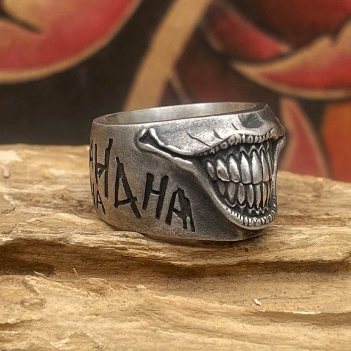 Avant Garde x Jewelry Joker Punk Jewelry Rings Open Ring (Size 7-13) in Silver, Men's