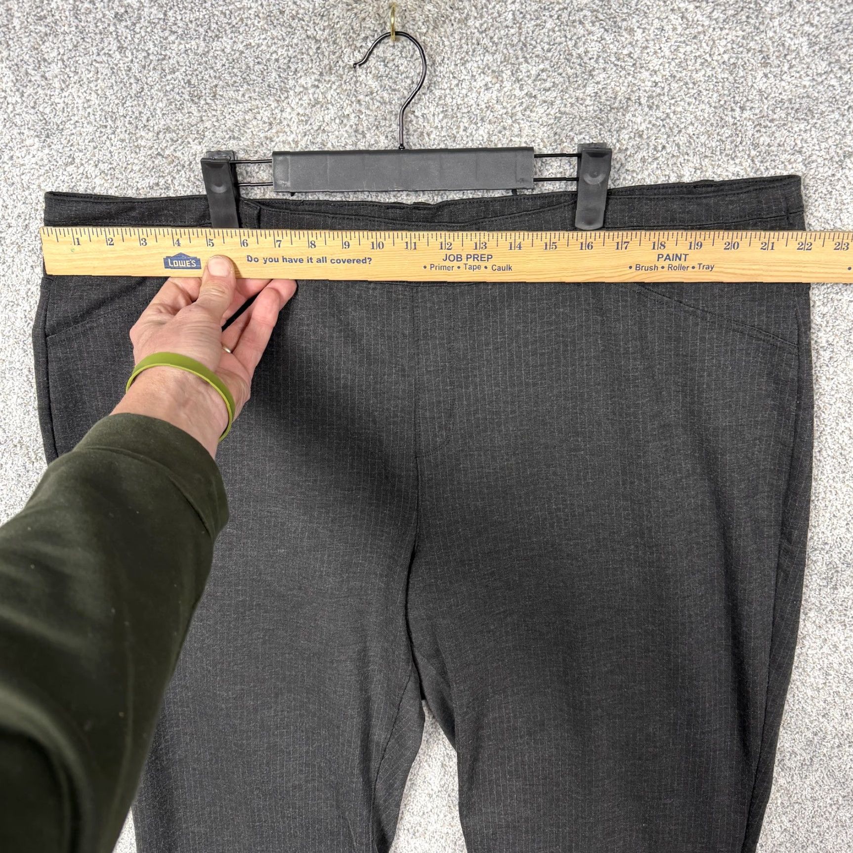 Vintage Maurices Dress Pants Womens 3-REG Dark Gray Knit Stretch Pull On High Waist Straight Pockets Casual Office 44in 30in Size 26" / US 2 / IT 38 - 2 Thumbnail