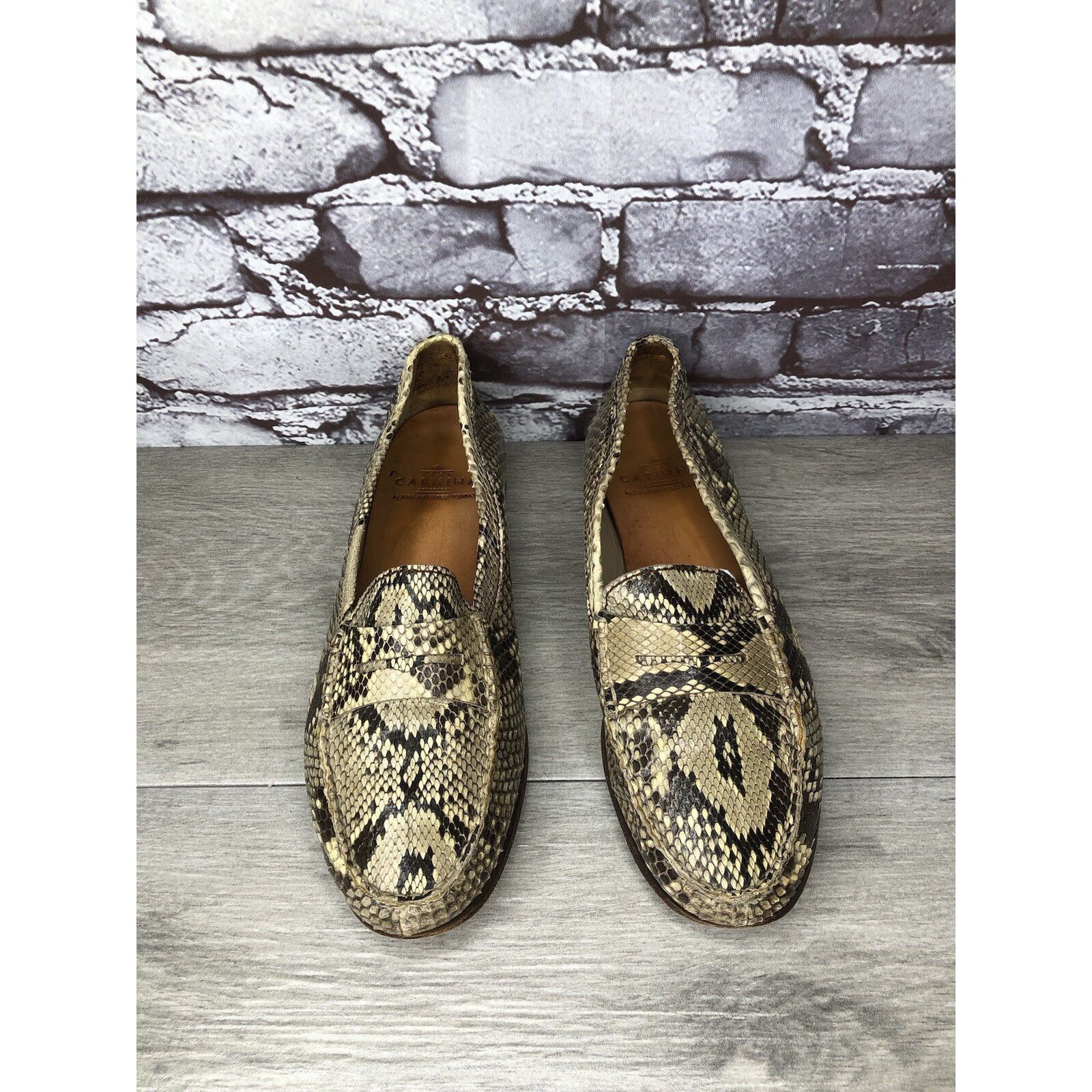 Carmina Carmina Cream Black Snakeskin Python Print Leather Women Sz Size US 6 / IT 36 - 4 Thumbnail