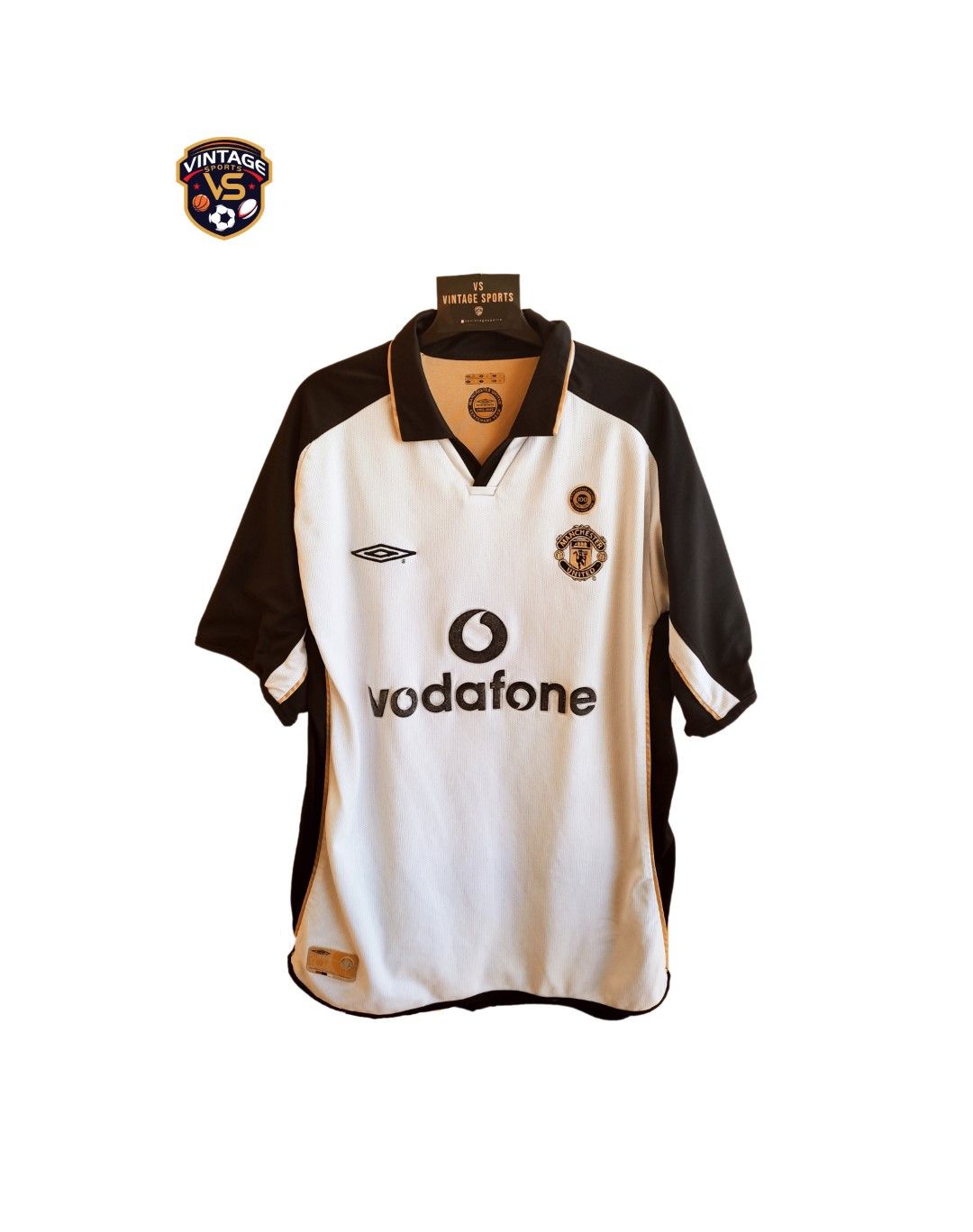 Maillot Réversible Manchester United 2001/02 Vintage – Or Et Blanc Taille L – Umbro