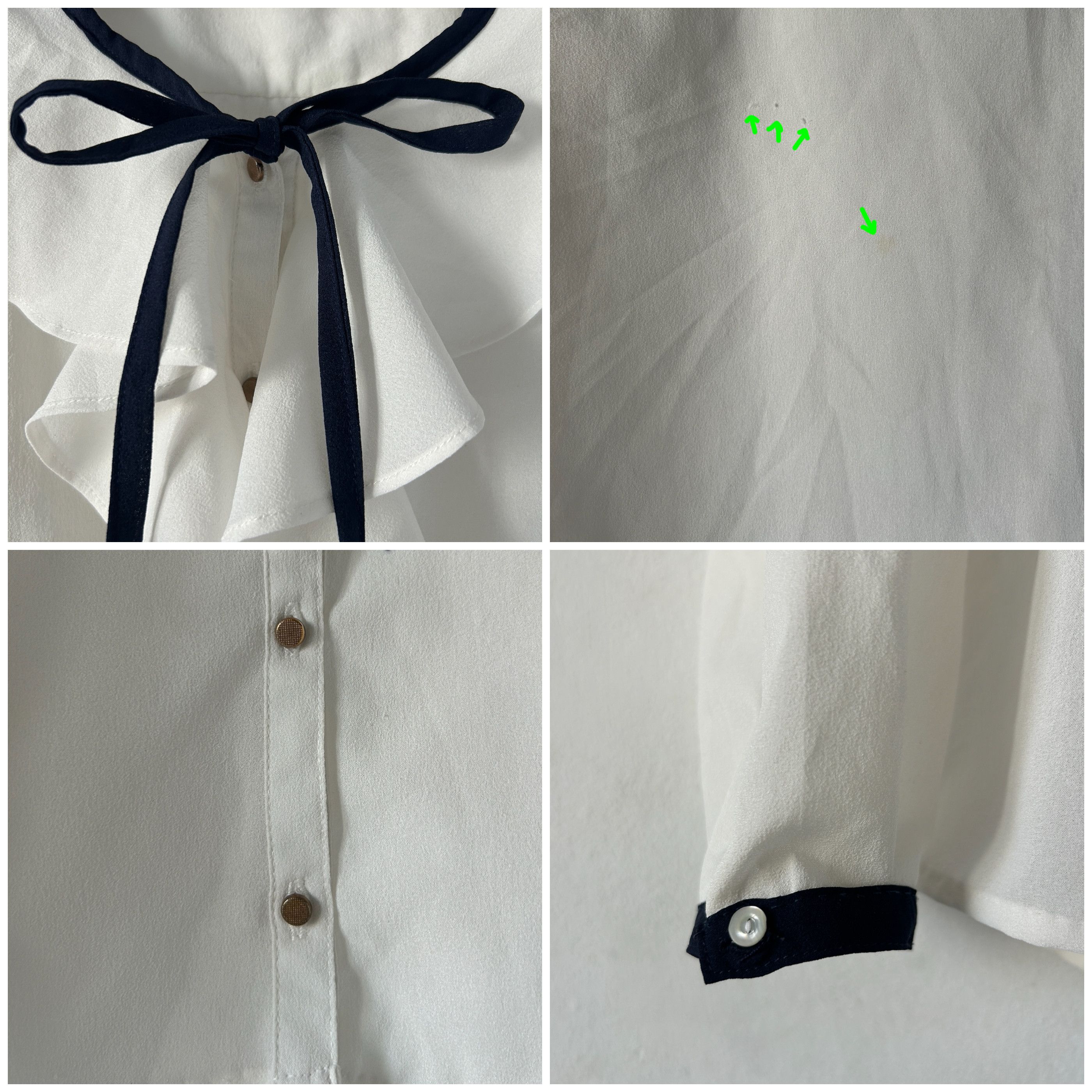 Vintage Vintage 70s Sailor Blouse ruffle neck Size L / US 10 / IT 46 - 9 Thumbnail