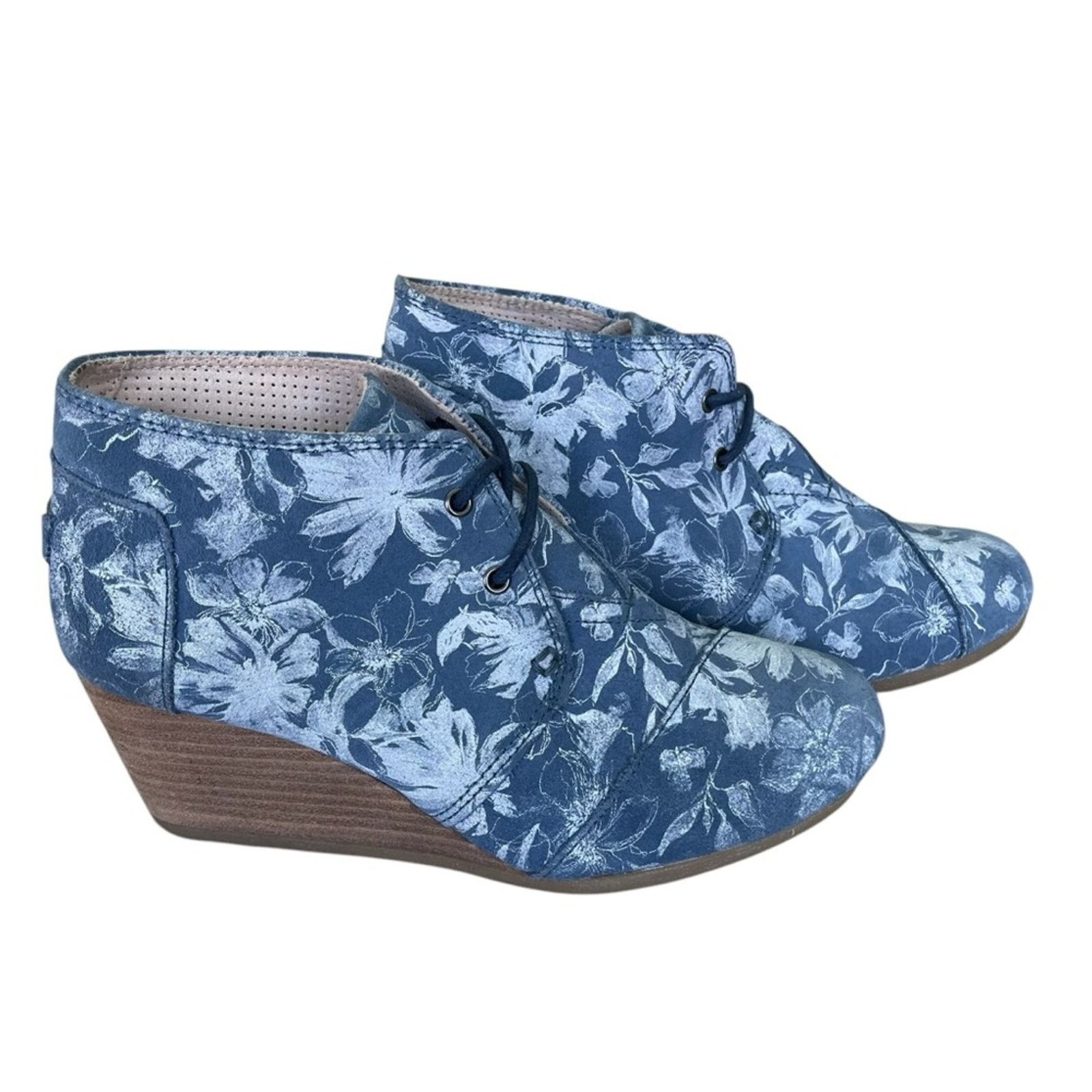 Toms Toms Floral Lace-Up Wedge Heel Ankle Boot Size 7.5 Medium Size US 7.5 / IT 37.5 - 2 Thumbnail