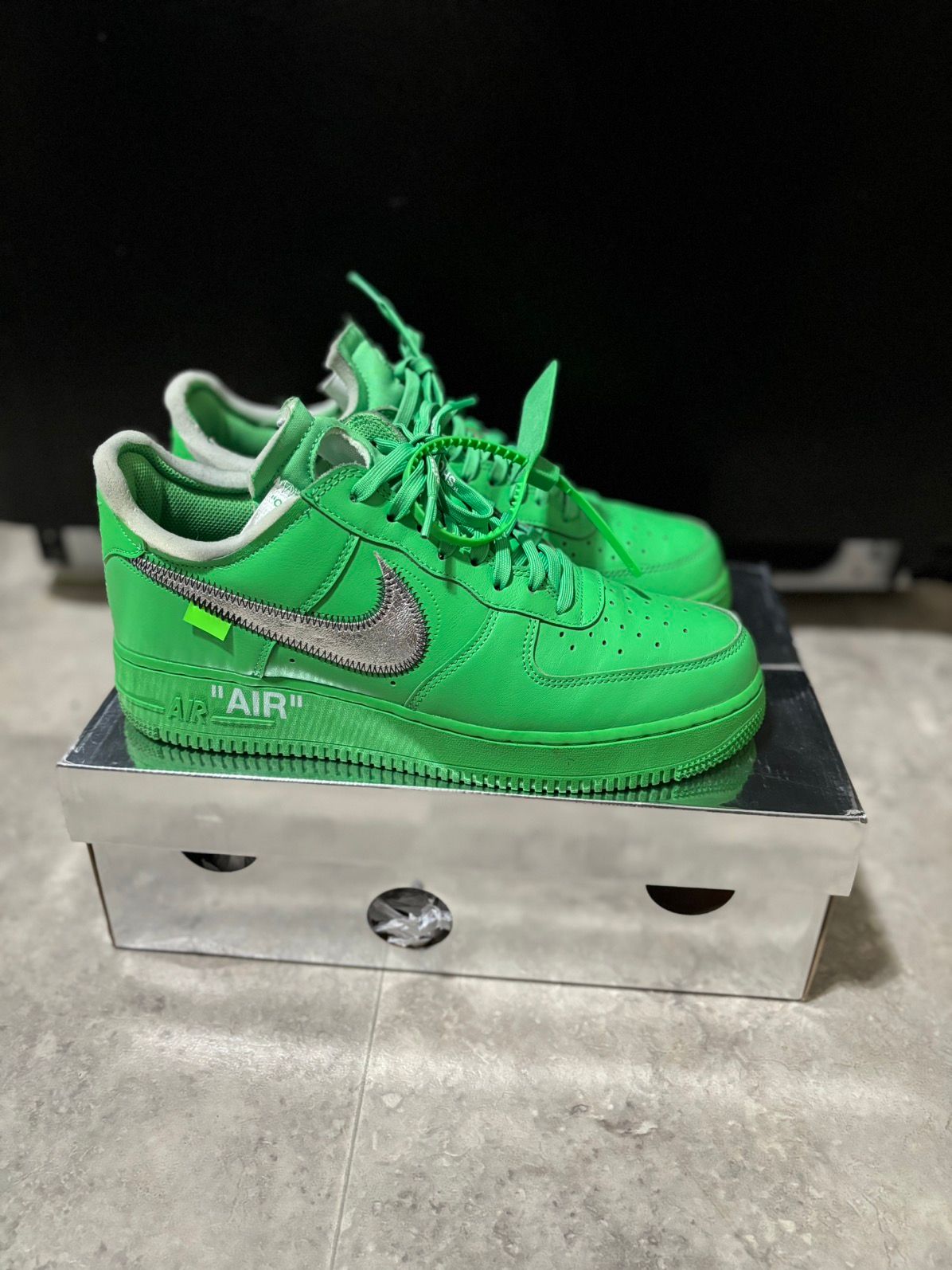 Pre-owned Nike X Off White Green Air Force One Brooklyn Shoes