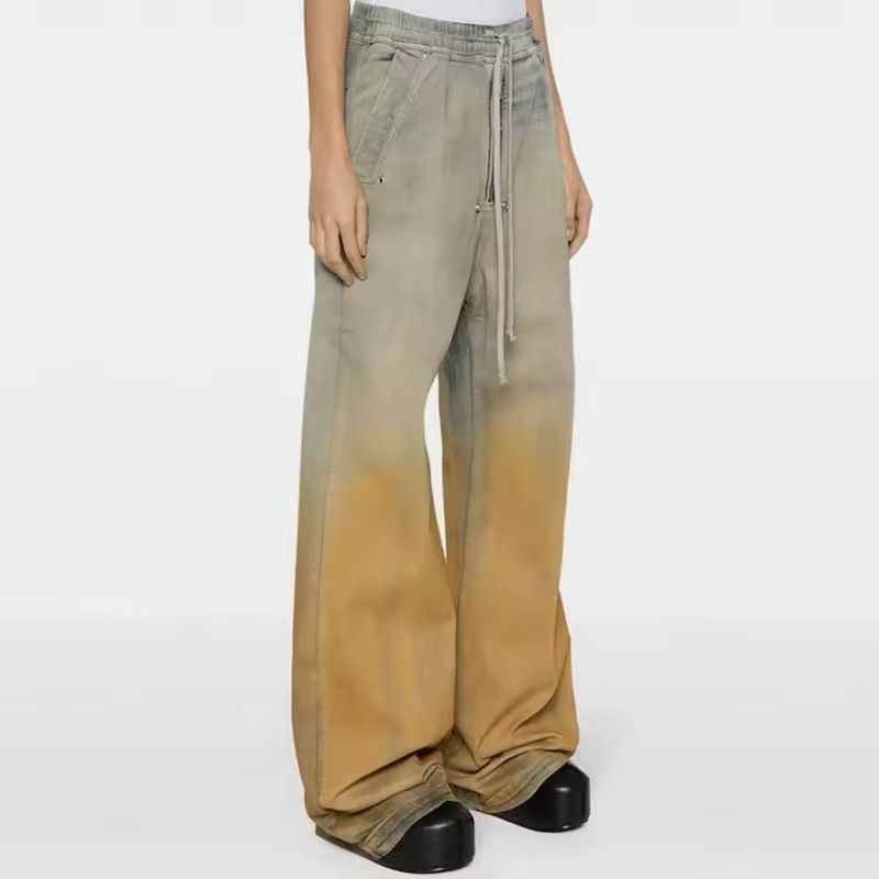 Gradient Color Washed Baggy Drawstring Jeans