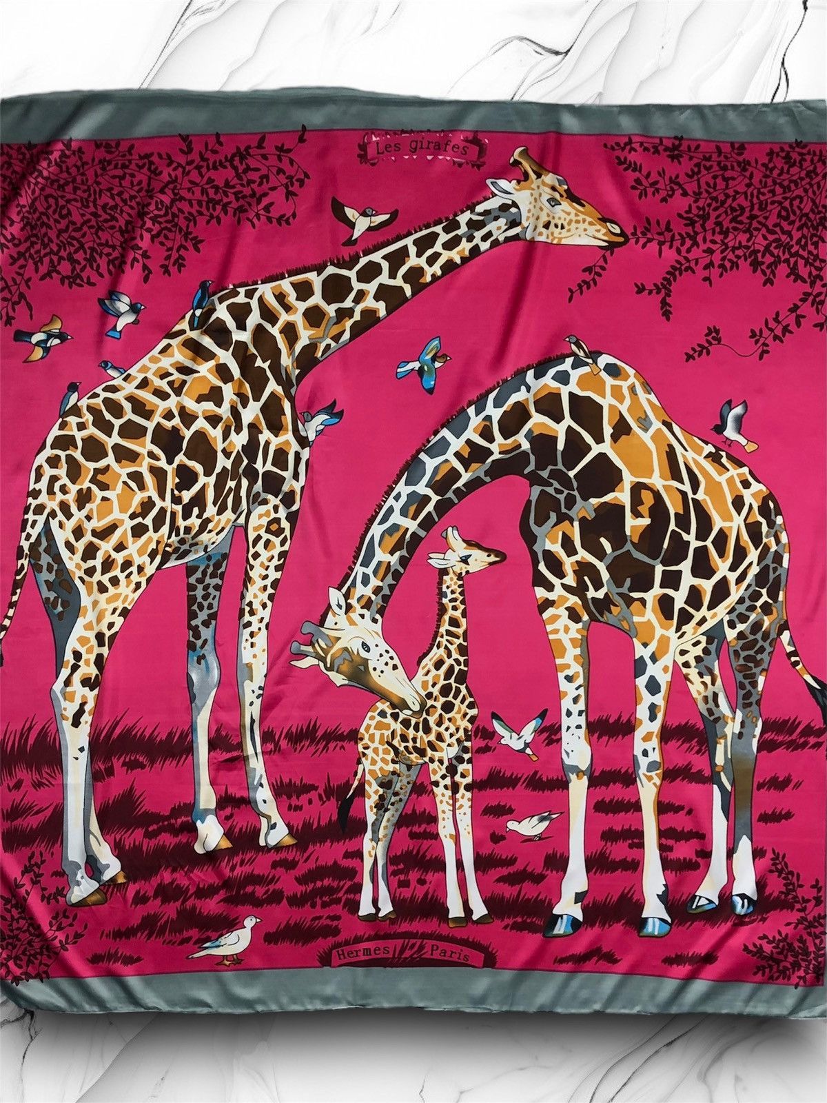 Hermes × Vintage Vintage 90s Hermes Paris Les Girafes Silk Designer Scarf y2k Size ONE SIZE - 1 Thumbnail