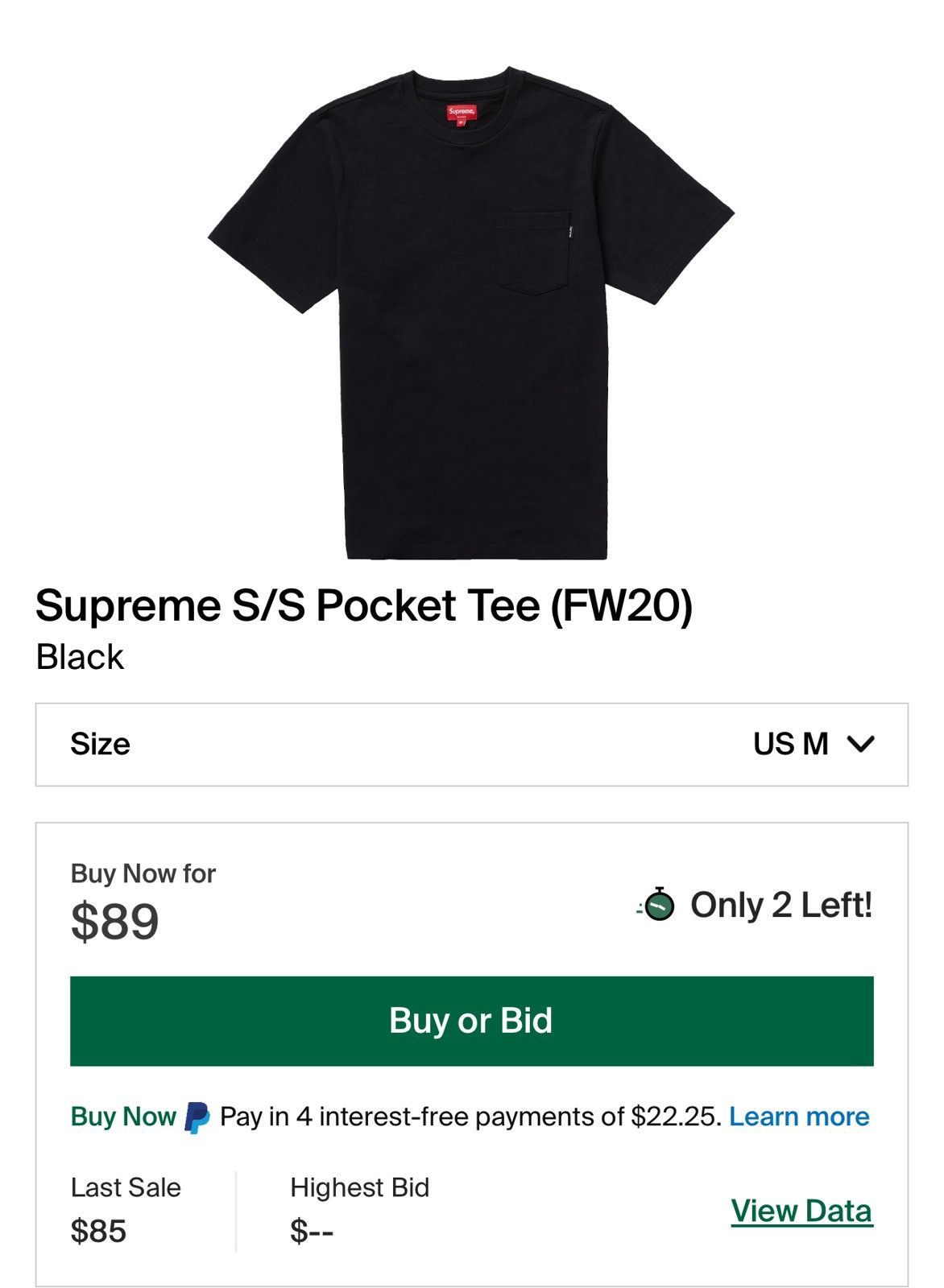 Supreme S/S Pocket Tee (Black)