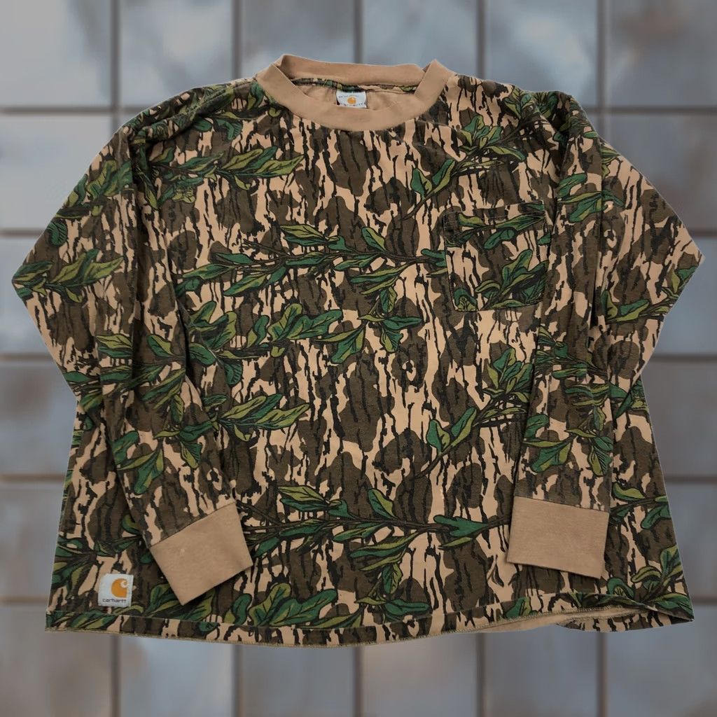 Carhartt VINTAGE Carhartt Shirt Mens XL Long Sleeve Green Leaf Camo Mossy Oak 90s Outdoor Vintage Hunting Mens Size US XL / EU 56 / 4 - 1 Thumbnail