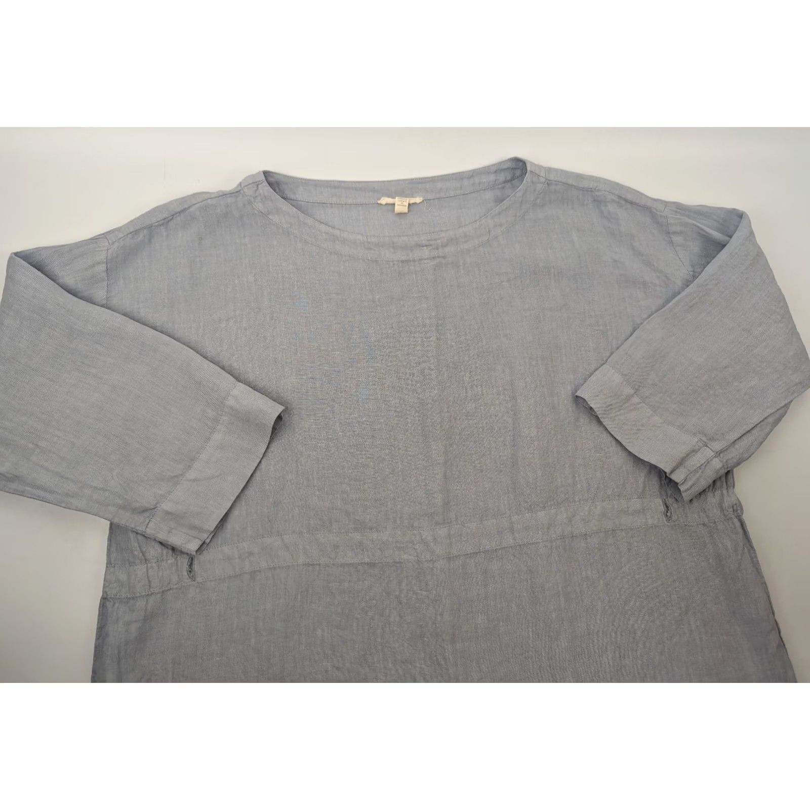 Eileen Fisher Eileen Fisher Blouse Linen Boxy Handkerchief 3/4 Sleeve Light Blue M Womens Tunic Top Size M / US 6-8 / IT 42-44 - 7 Thumbnail