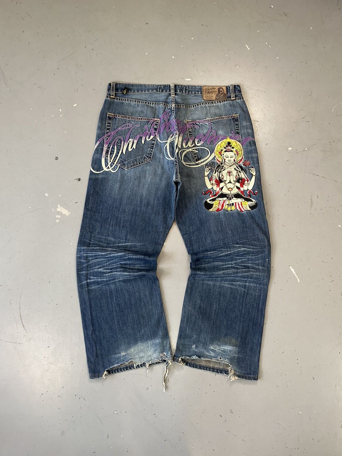 Christian Audigier × Ed Hardy × Vintage Vintage Christian Audigier goddess embroidered denim Size US 38 / EU 54 - 1 Thumbnail