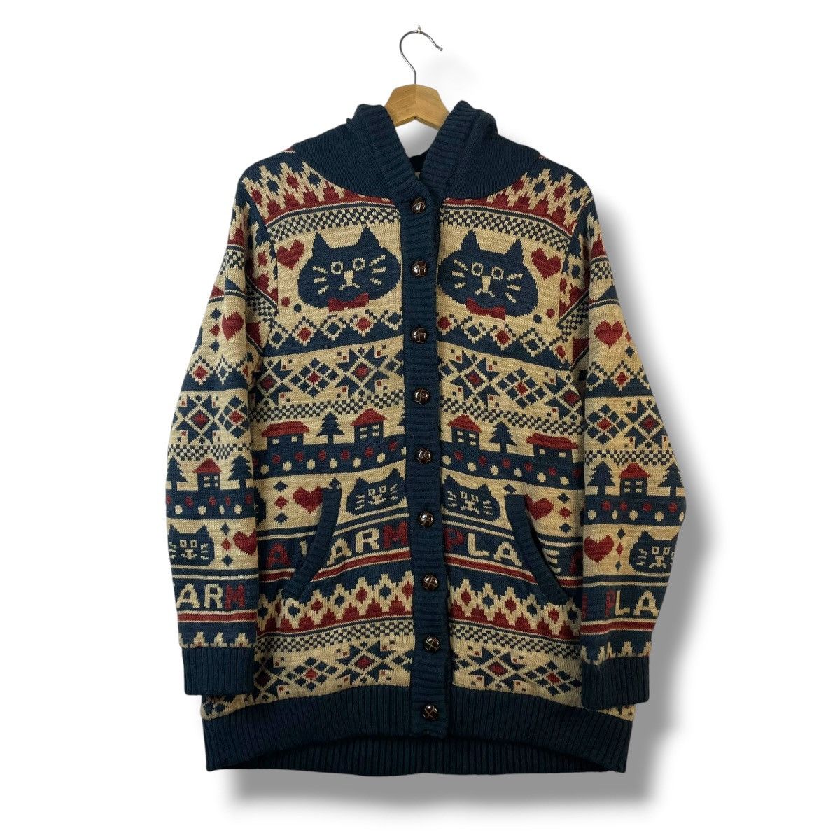 Ne-Net 🇯🇵 ROUGH NATURAL FULL PRINT BUTTON UP KNITTED JACKET Size M / US 6-8 / IT 42-44 - 1 Thumbnail
