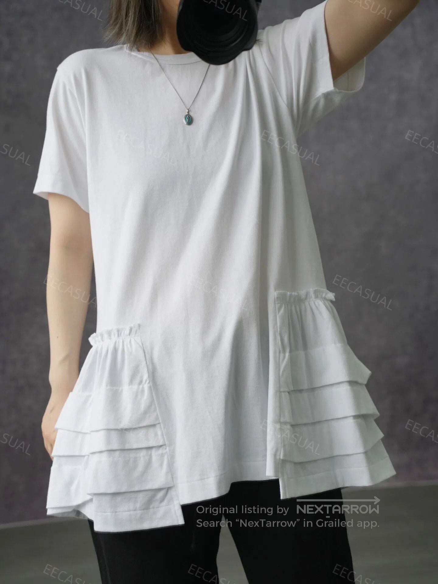 CDG by Comme des Garcons White Layered Ruffle Hem Long T. Size S / US 4 / IT 40 - 1 Thumbnail