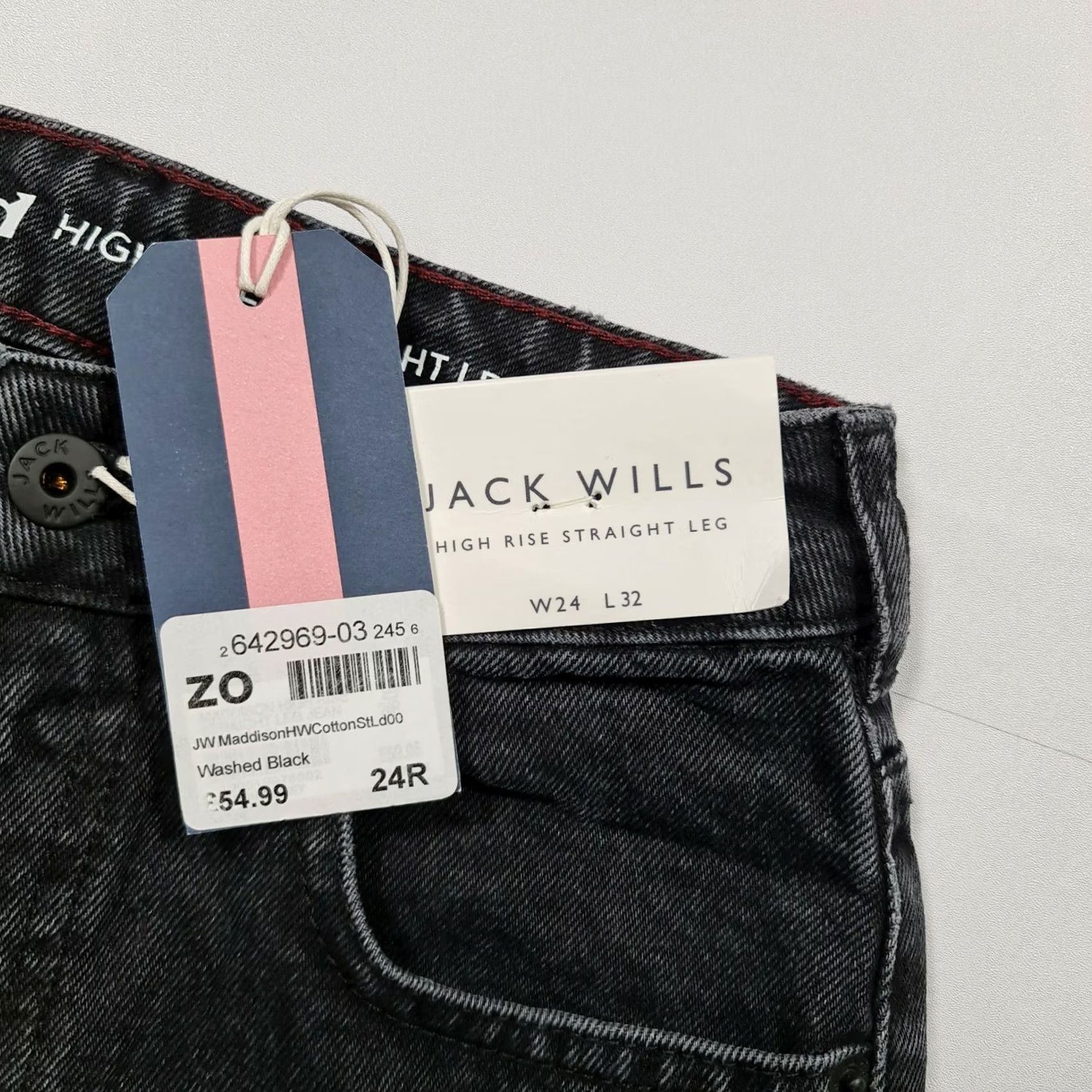 Jack Wills Jack Wills Womens Jeans Black W24 L32 Maddison High Rise Straight Leg Jeans Size 42" / US 20 - 3 Thumbnail