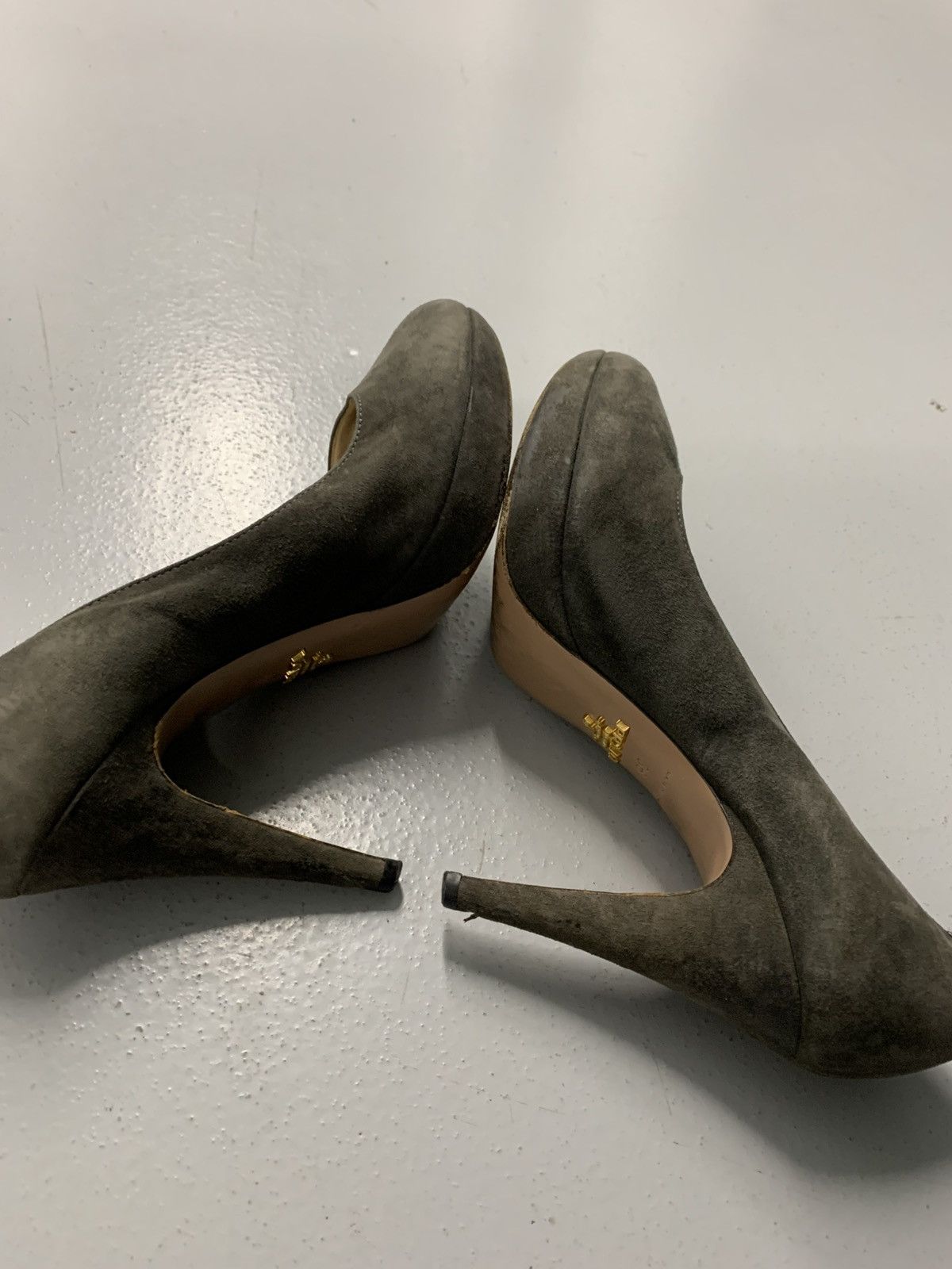 Prada Prada Olive Grey Suede Pumps - Size 36 US 6 Size US 6 / IT 36 - 5 Thumbnail