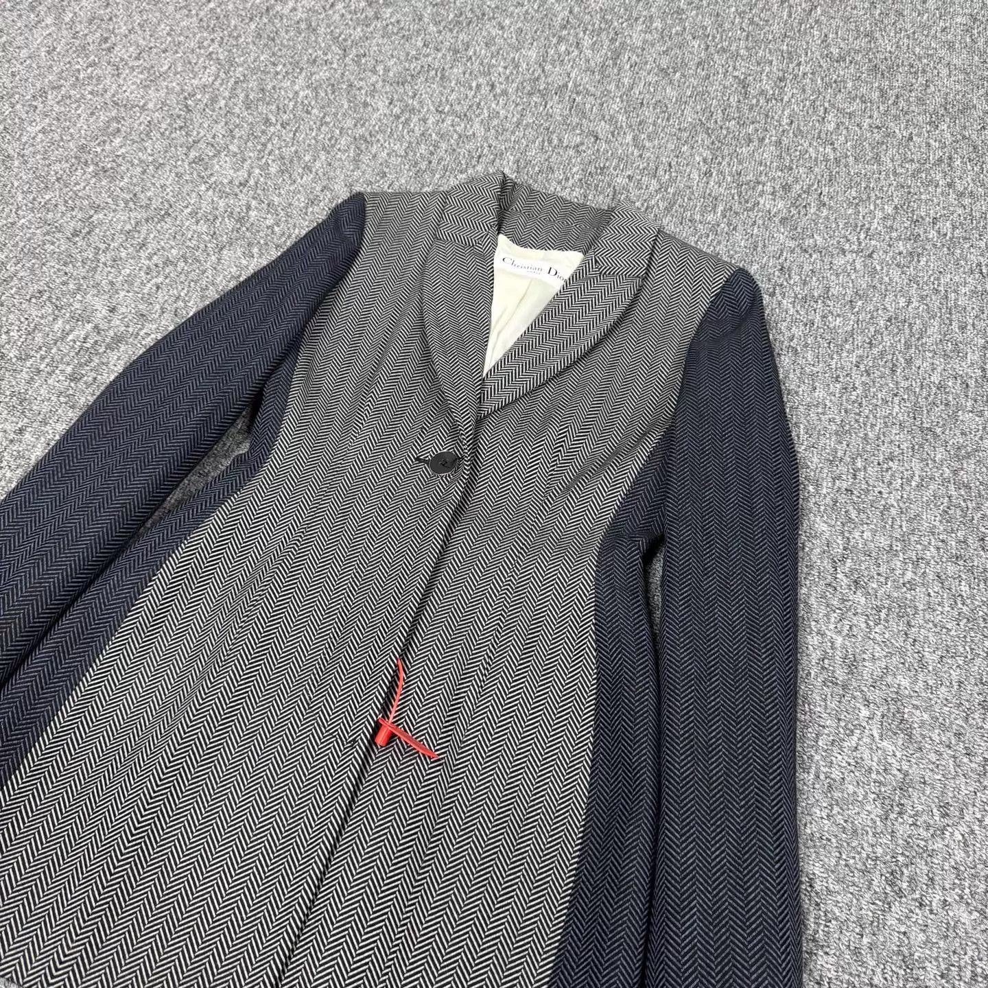 Dior Dior Color Blocked Fishbone Wool M/L Blazer 36 99N Size XS / US 0-2 / IT 36-38 - 3 Thumbnail
