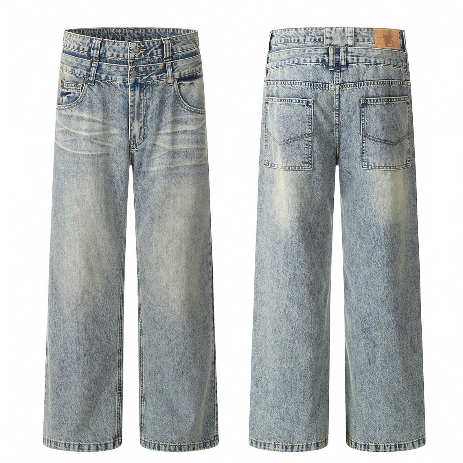 Vintage Whiskered Light Blue Wide Leg Denim Jeans, Flared Jeans Size US 30 / EU 46 - 6 Thumbnail