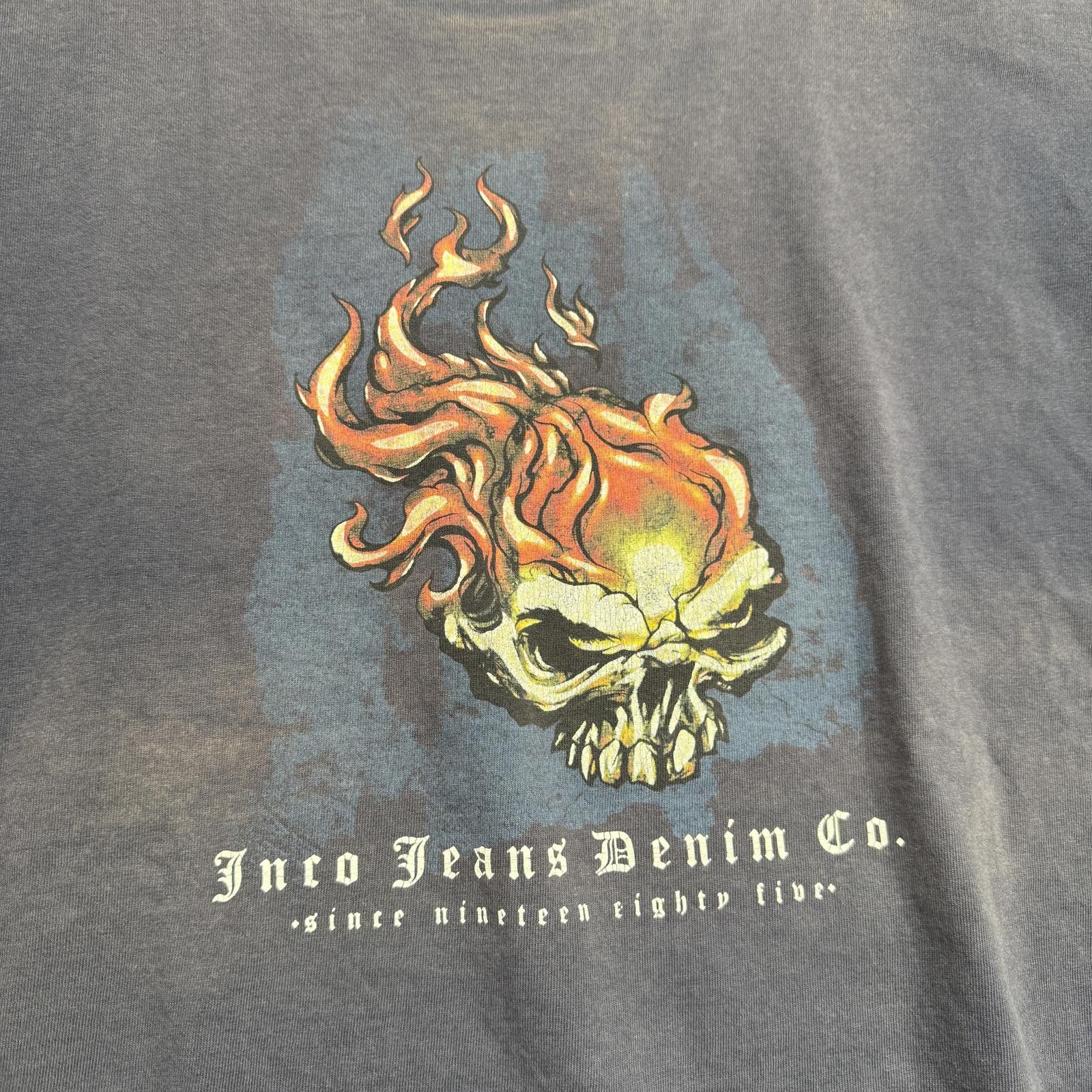 JNCO Vintage JNCO Flaming Skull Sun-faded Graphic T-Shirt Size US XL / EU 56 / 4 - 3 Thumbnail