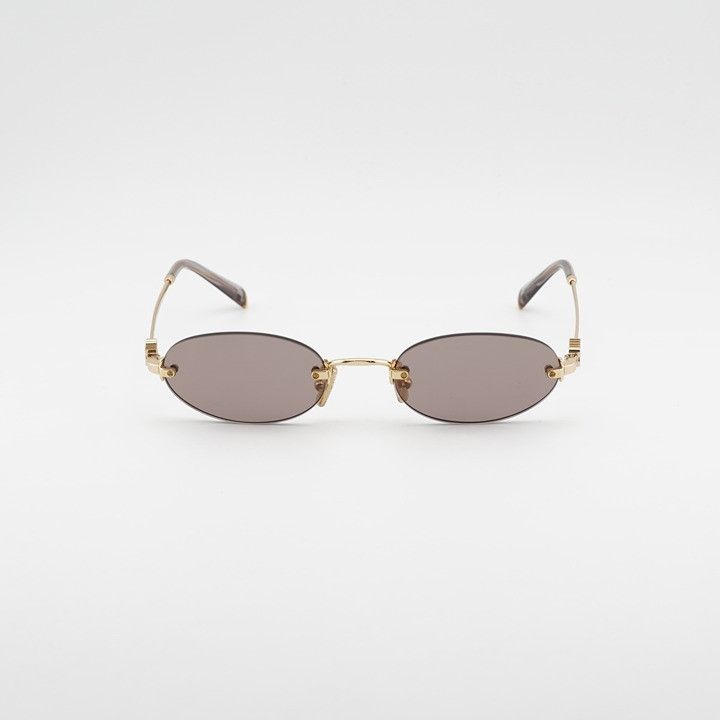 Miu Miu Miu Miu MUA54S 5AK20I Sunglasses Gold Oval Rimless Frame Size ONE SIZE - 6 Thumbnail