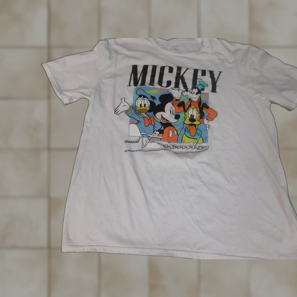 Disney Disney Mickey Mouse Womens T-Shirt Shirt L White Short Sleeve Crew Neck Pocket Knit 100% Cotton Casual Modern Basic All Seasons Size L / US 10 / IT 46 - 1 Thumbnail