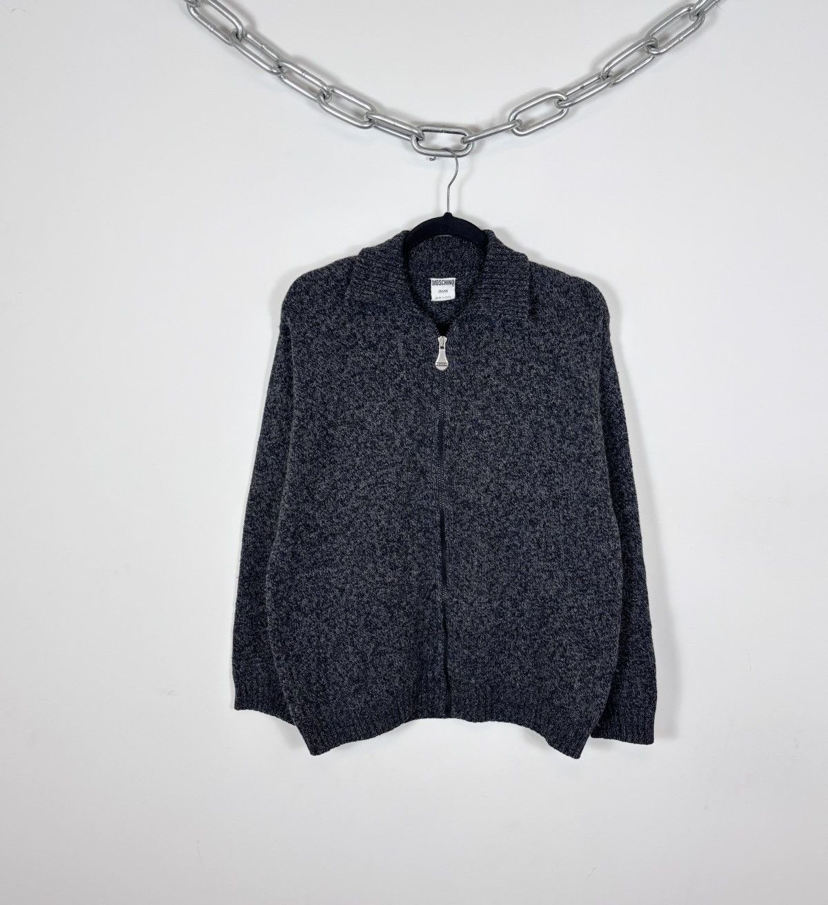 Moschino Vintage 1990s Moschino Women’s Grey Wool Full Zip Sweater Size M / US 6-8 / IT 42-44 - 1 Thumbnail