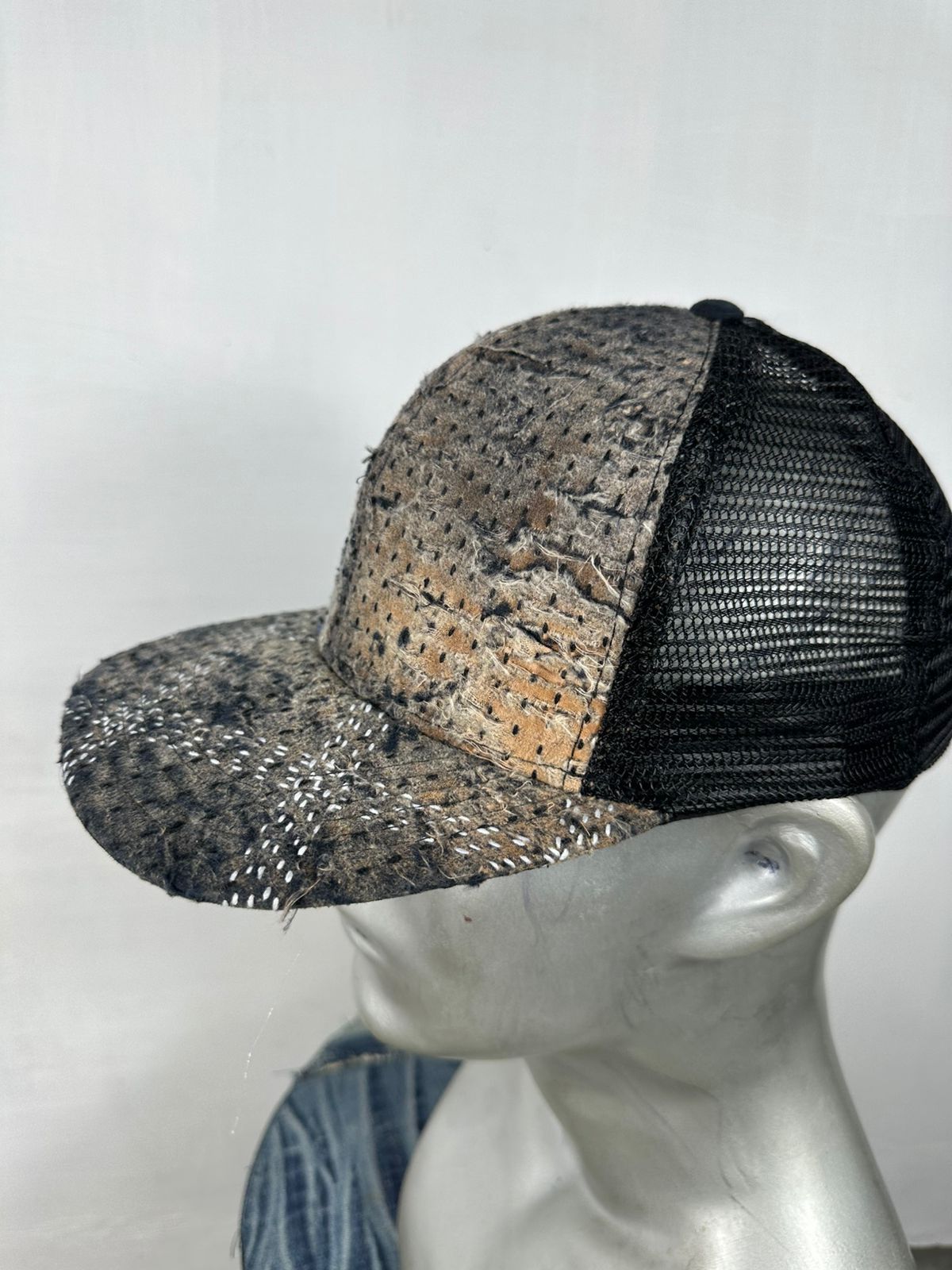 Handmade 🔥 Custom Made Distressed Patchwork Boro Trucker Hats Size ONE SIZE - 12 Thumbnail