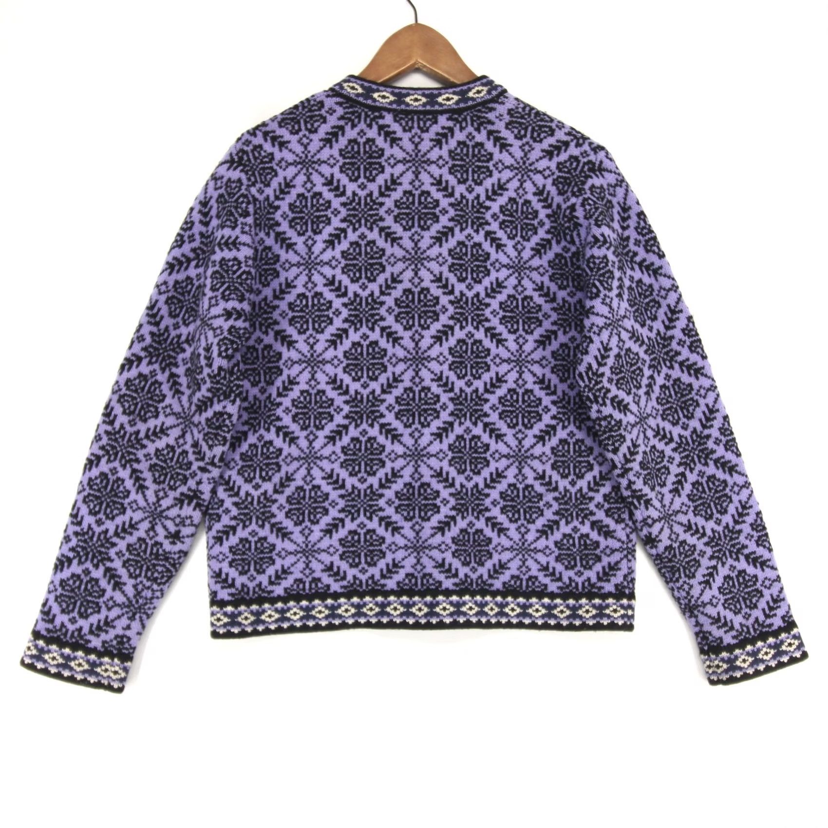 Vintage VINTAGE LL Bean Sweater Womens S Purple Cardigan Fair Isle Merino Wool Button Size S / US 4 / IT 40 - 2 Thumbnail
