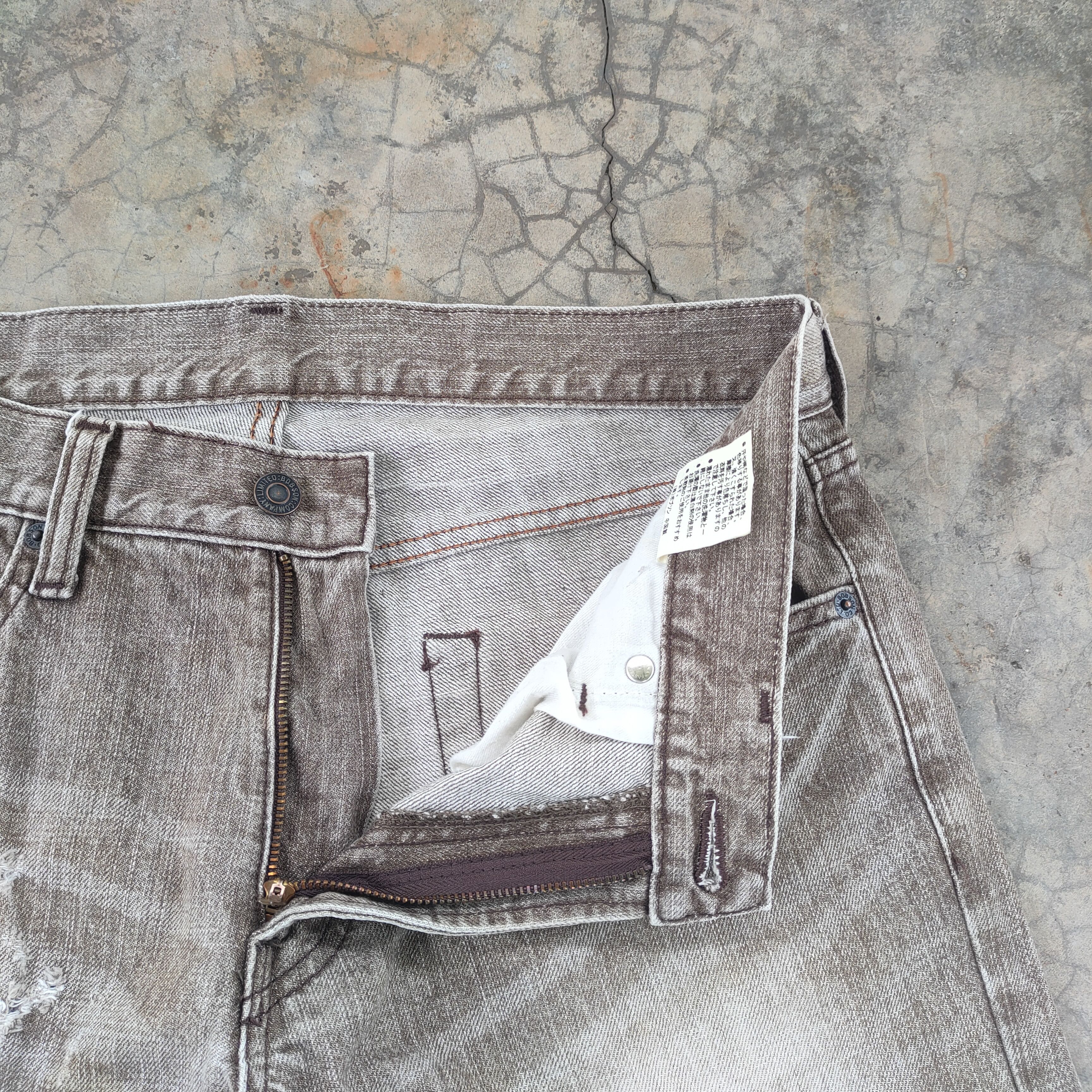Japanese Brand W32×33 VINTAGE CRARK WASH FADED BROWN DISTRESSED JEAN PANTS Size US 32 / EU 48 - 7 Thumbnail