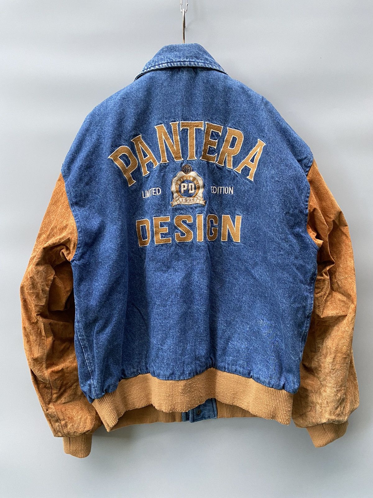 Vintage 1994 Pantera Design Denim Letterman Varsity Jacket Size US L / EU 52-54 / 3 - 1 Thumbnail