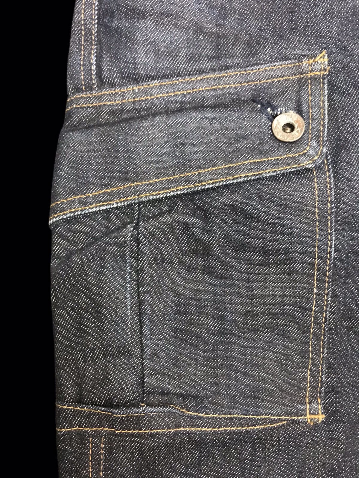 Japanese Brand 💥BIKER DENIM💥Raw SPELLBOUND Japan Sturdy Cargo Denim F208 Size US 35 - 10 Thumbnail