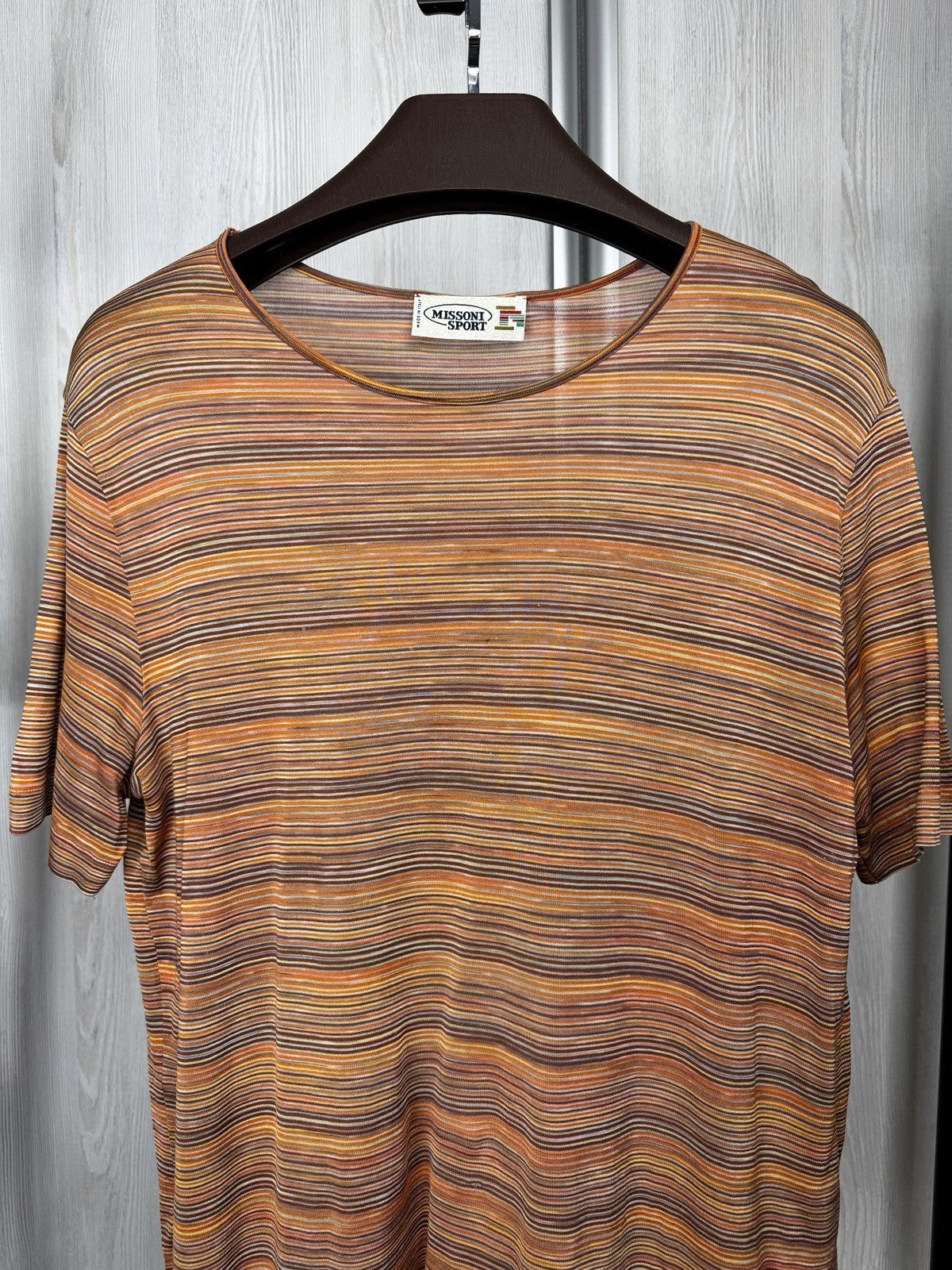Missoni Missoni Sport Orange Striped Cotton Viscose SS tee shirt 48 Size XL / US 12-14 / IT 48-50 - 3 Thumbnail