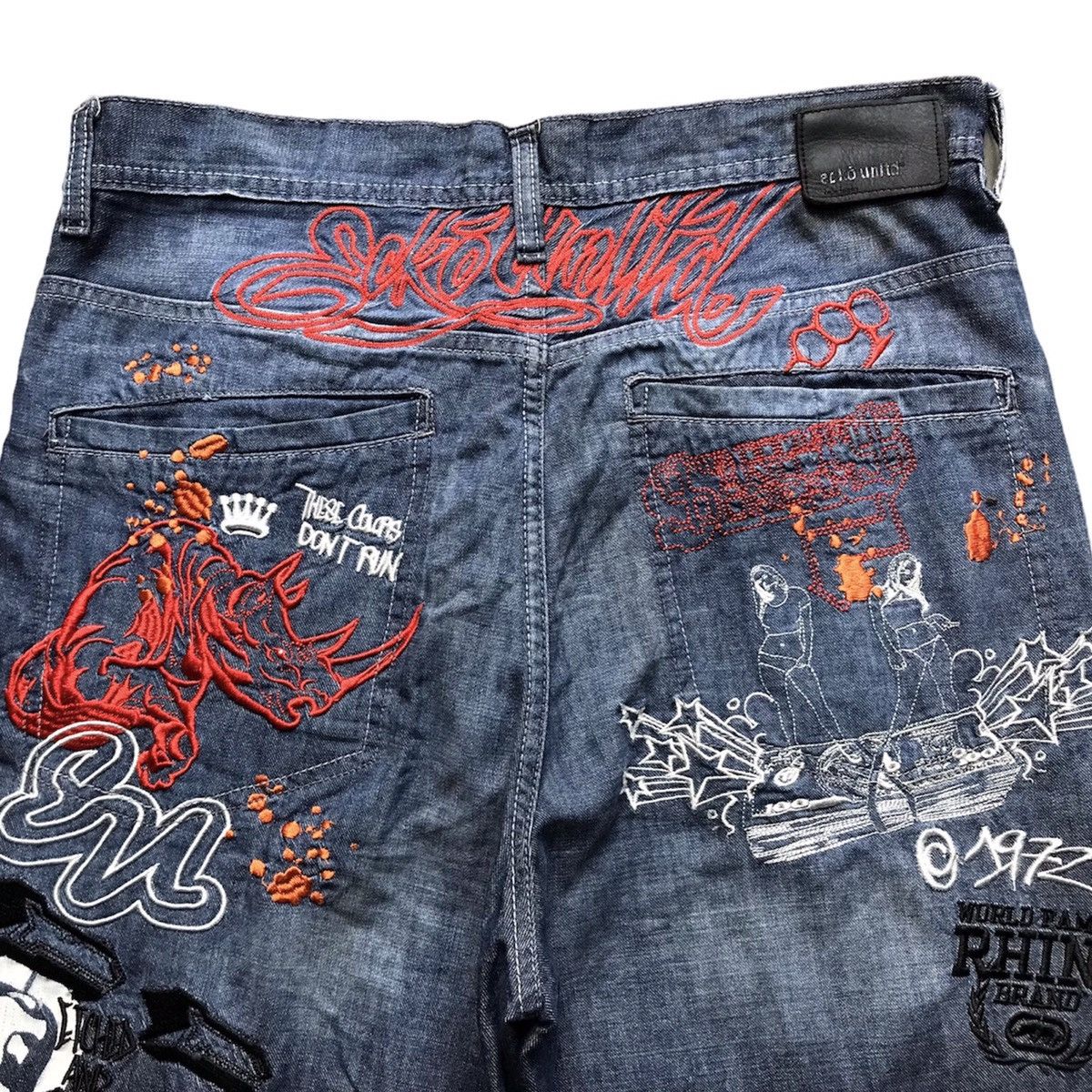 Ecko Unltd. × JNCO Y2K Ecko Embroidered Denim Pants Size US 34 / EU 50 - 4 Thumbnail