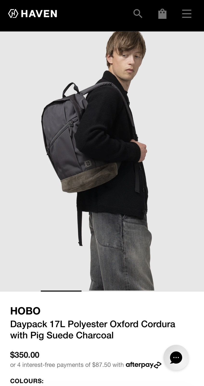 Hobo HOBO Daypack 17L Cordura with Suede Charcoal Size ONE SIZE - 1 Thumbnail