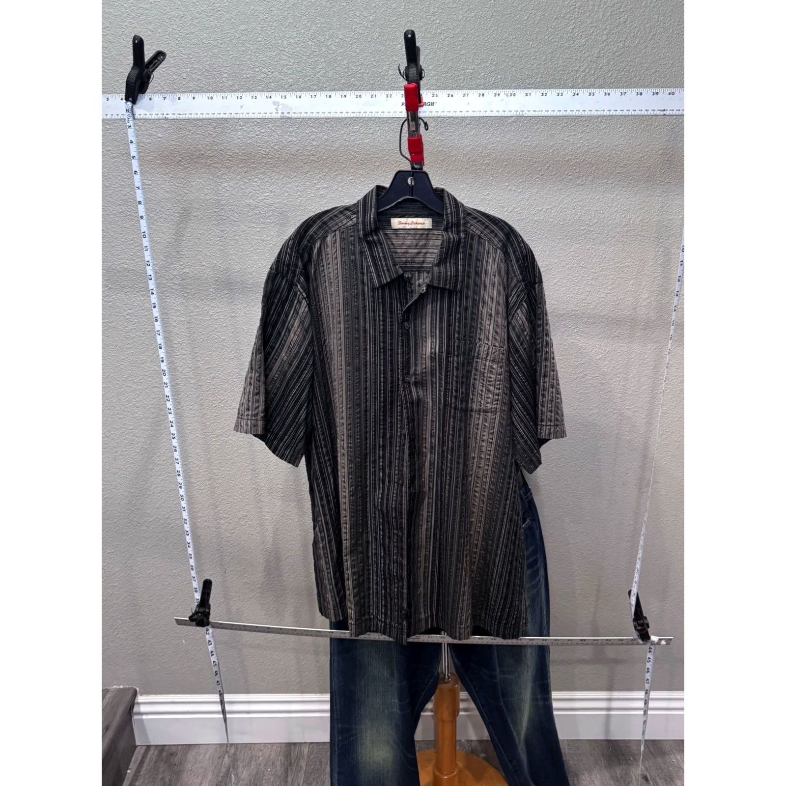 Tommy Bahama Tommy Bahama Silk Stripe Pocket Earth Tone SHORT SLEEVE BUTTON UP SHIRT XL Size US XL / EU 56 / 4 - 3 Thumbnail